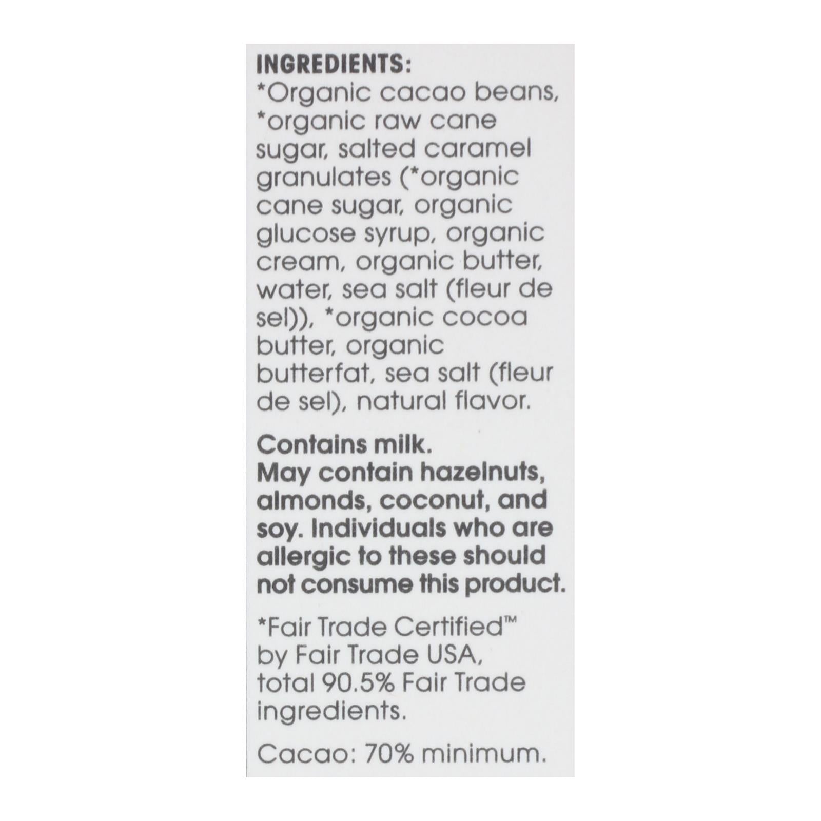 Alter Eco Americas Organic Chocolate Bar - Dark Salted Burnt Caramel - 2.82 oz Bars - Case of 12