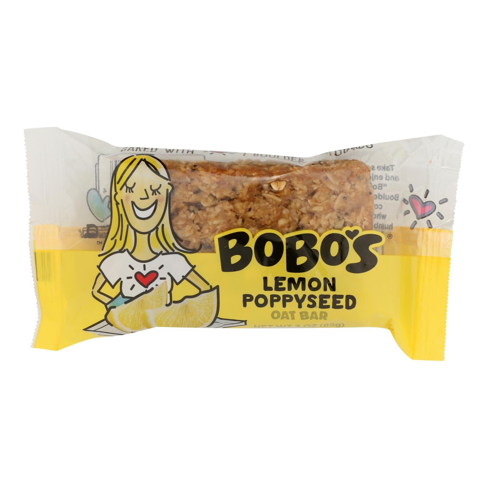 Bobo's Oat Bars - All Natural - Gluten Free - Lemon Poppyseed - 3 oz Bars - Case of 12