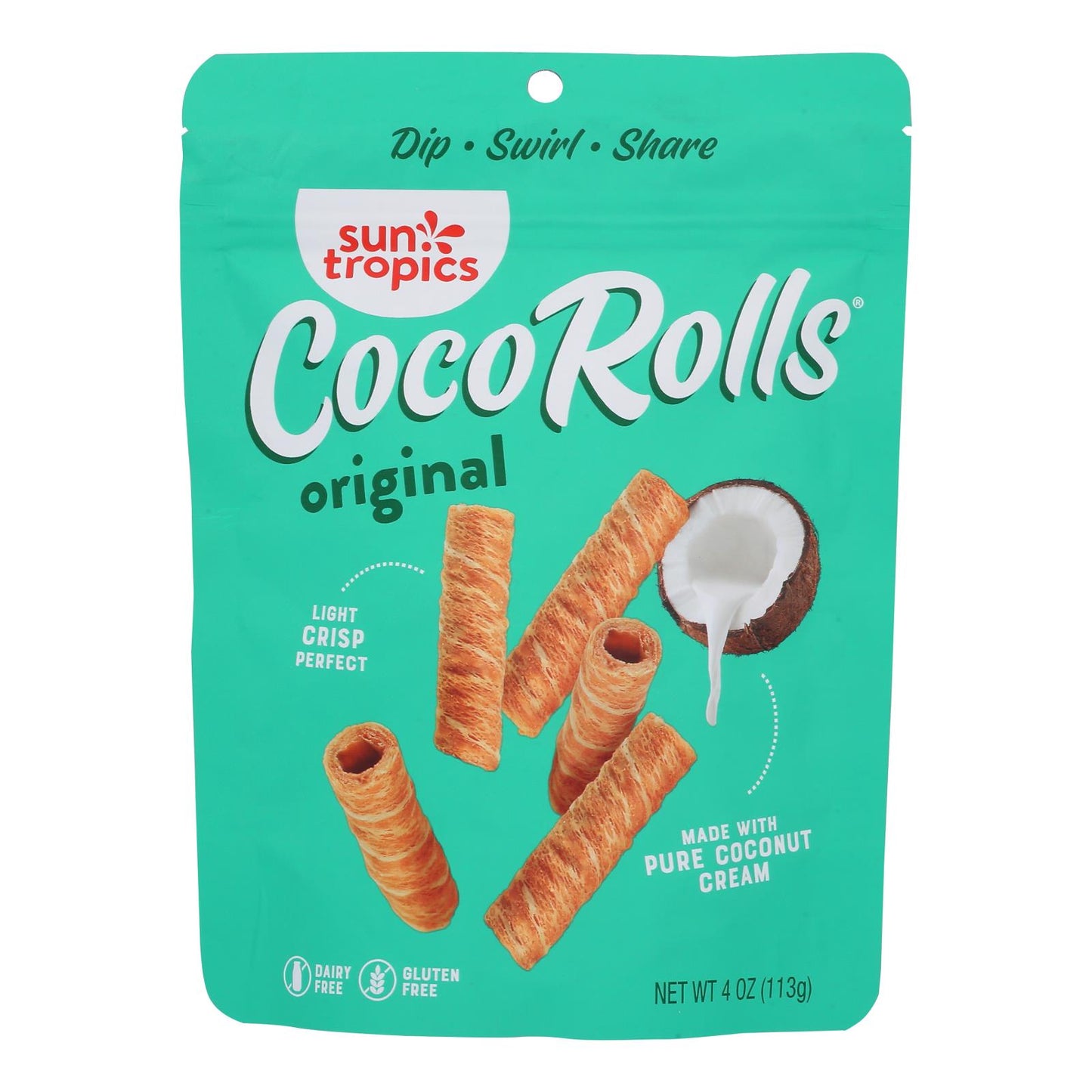 Sun Tropics Coco Rolls Original, Rolled Coconut Wafer  - Case of 12 - 4 OZ