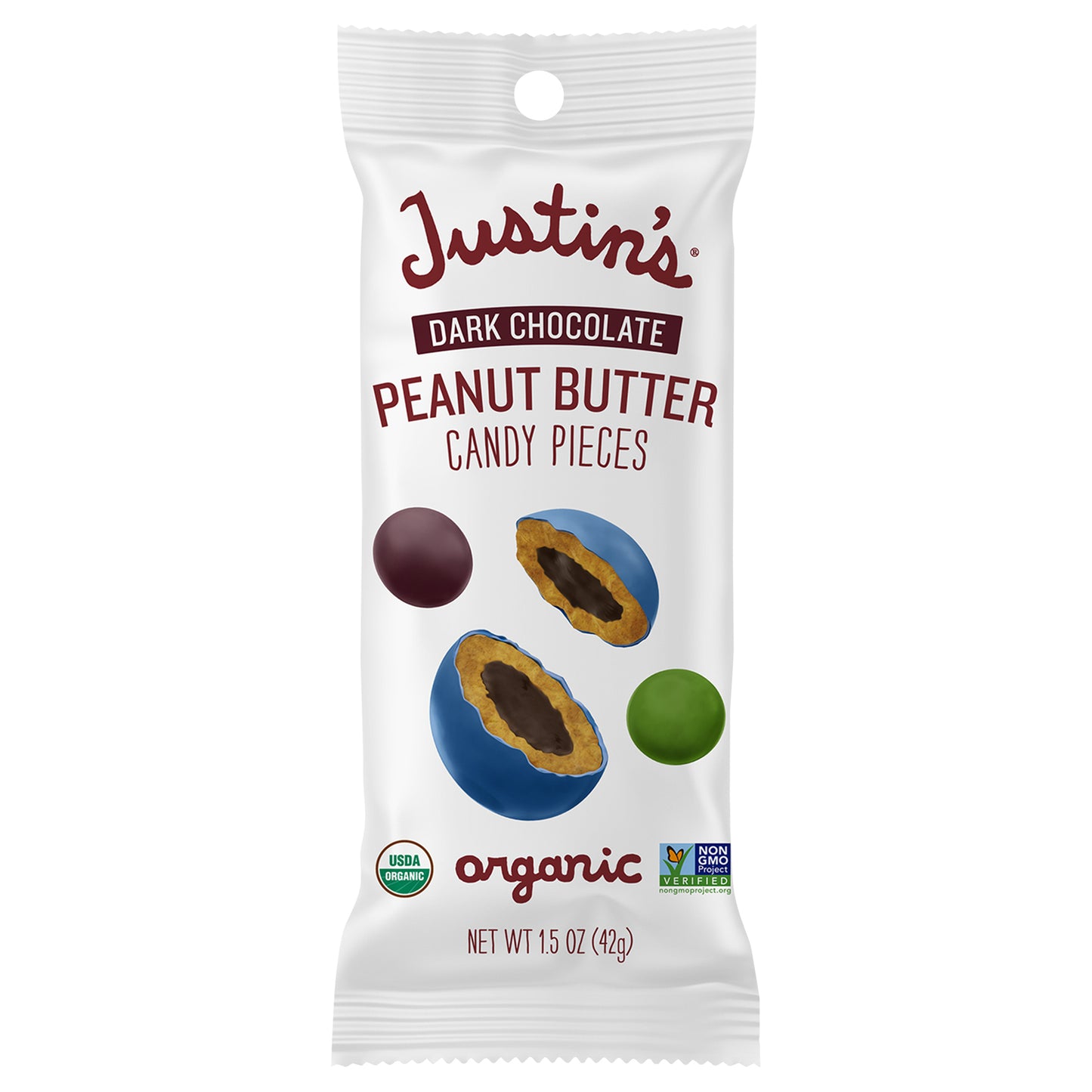 Justin's, Dark Chocolate Peanut Butter Candy Pieces, Case Of 12, 1.5 oz