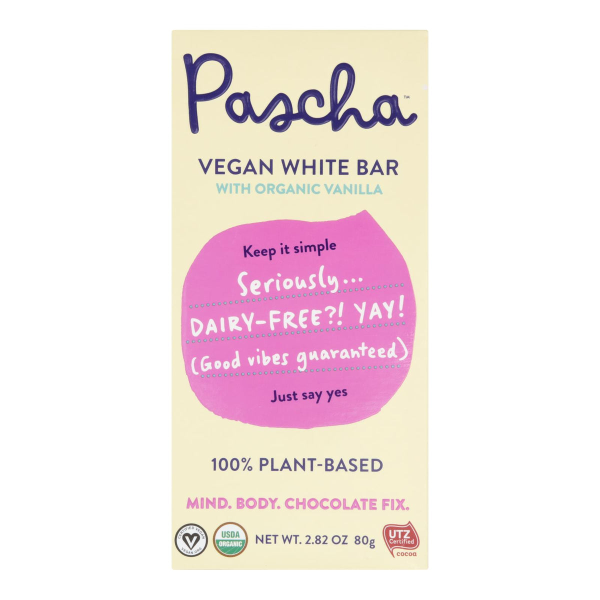 Pascha - Bar White Chocolate Vegan - Case of 10 - 2.82 OZ