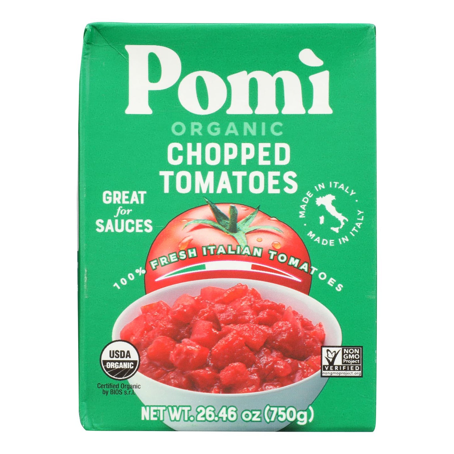 Pomi Organic Chopped Tomatoes  - Case of 12 - 26.46 OZ