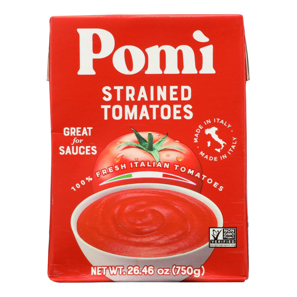 Pomi Tomatoes - Tomatoes Strained - Case of 12 - 26.46 OZ