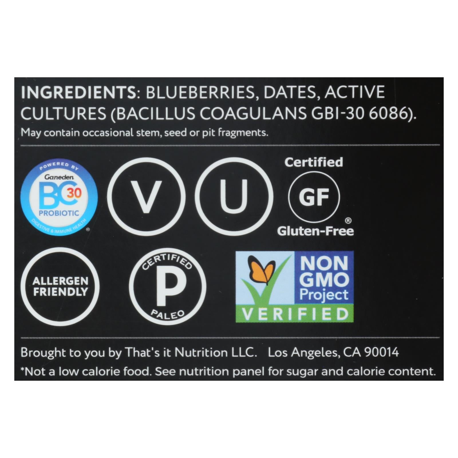 That's It - Probiotic Fruit Bar Blueberry - Case of 12 - 1.2 OZ