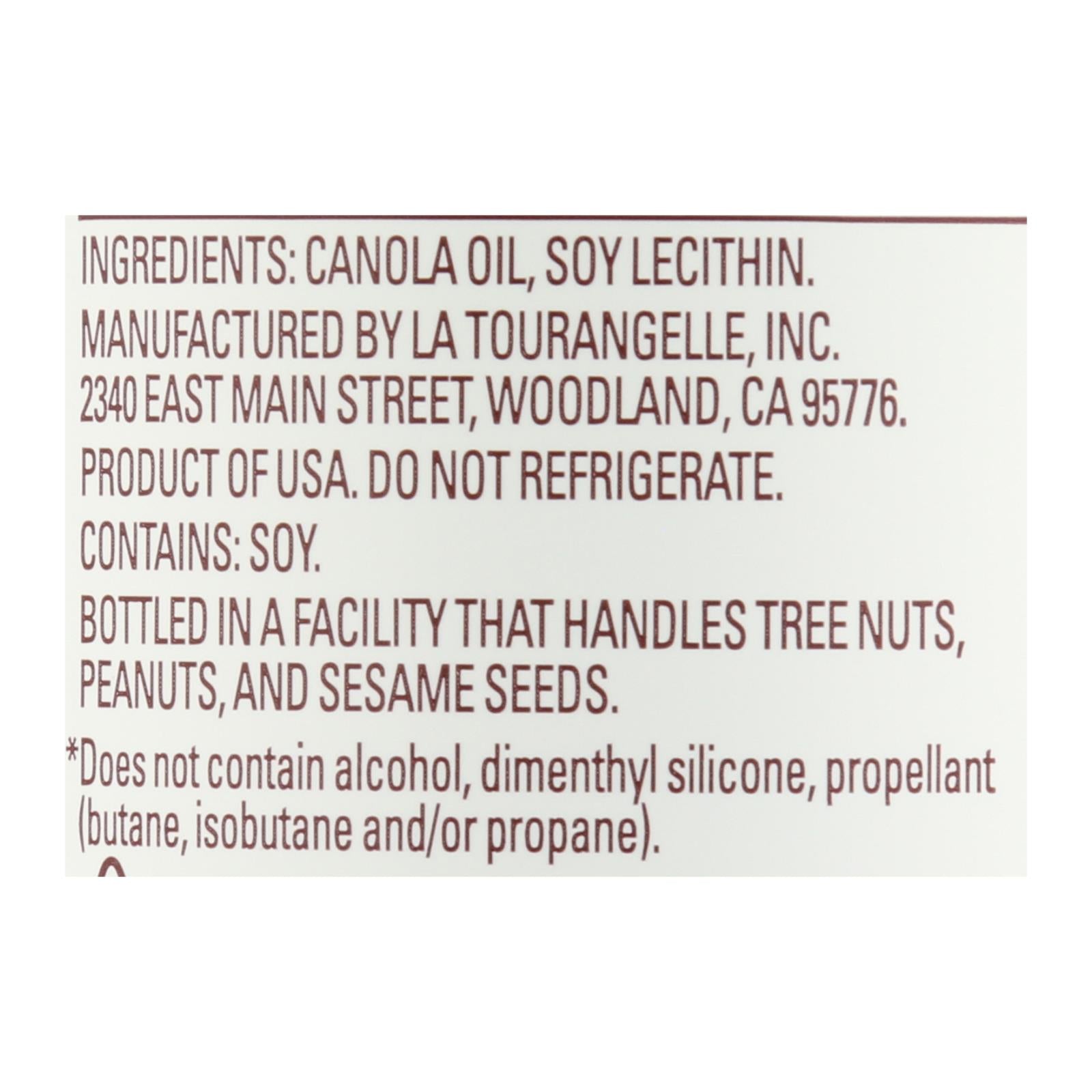 La Tourangelle - Oil All Purp Baking Spray - Case of 6-5 FZ