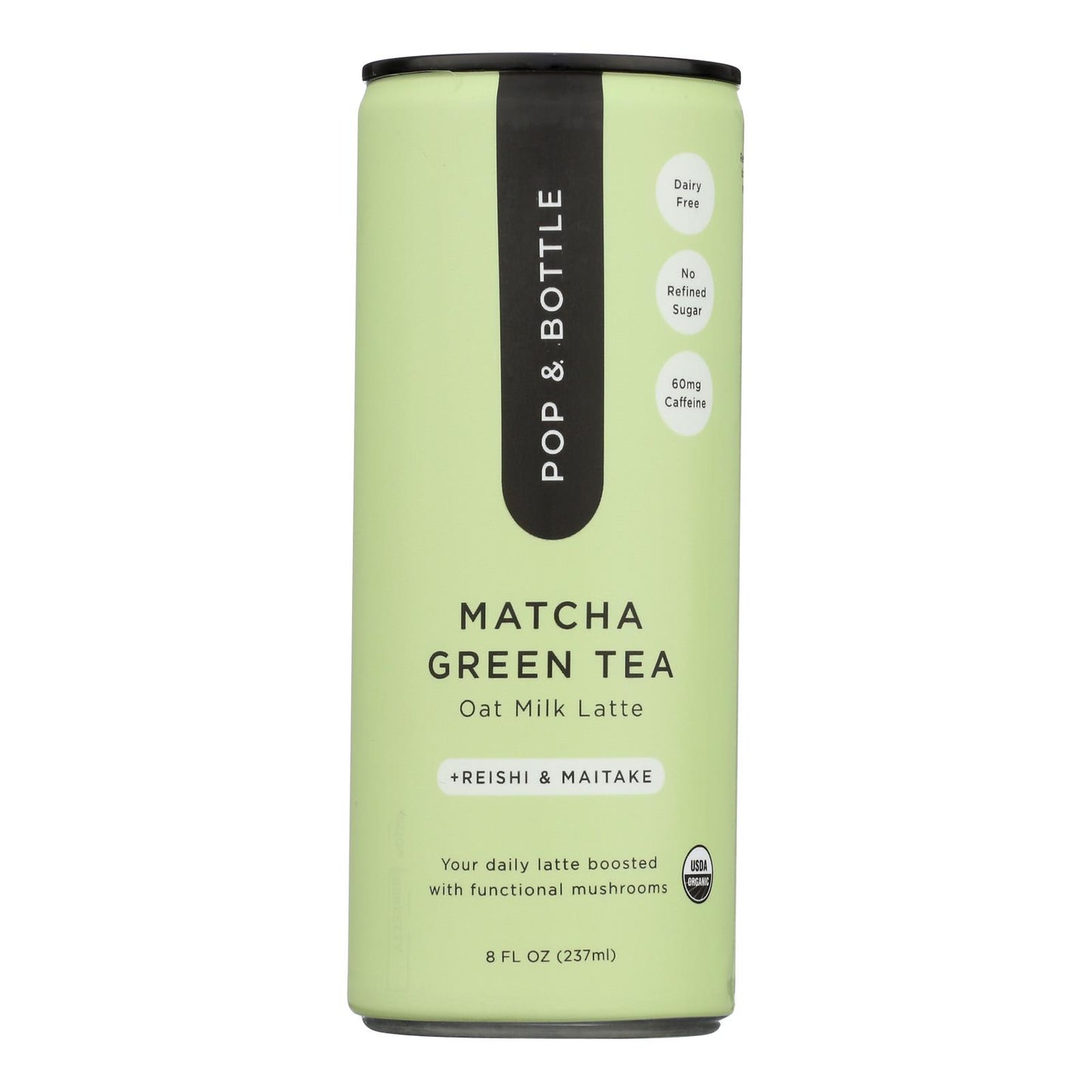 Pop & Bottle, Latte Oat Milk Matcha Green Tea, Case Of 12, 8 fl oz