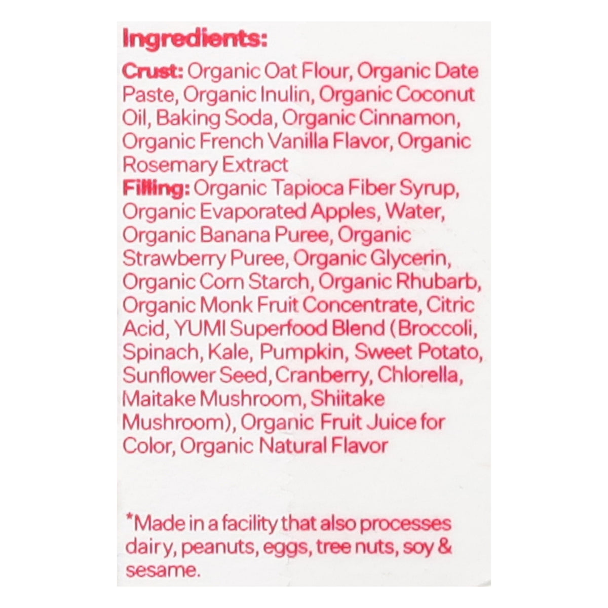 Yumi - Bar Og2 Strawbry Rhubarb - EA of 1-3.7 OZ