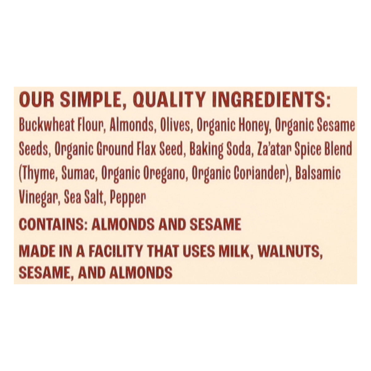 Better With Buckwheat - Crackers Olive Zaatar - CS of 10-4 OZ
