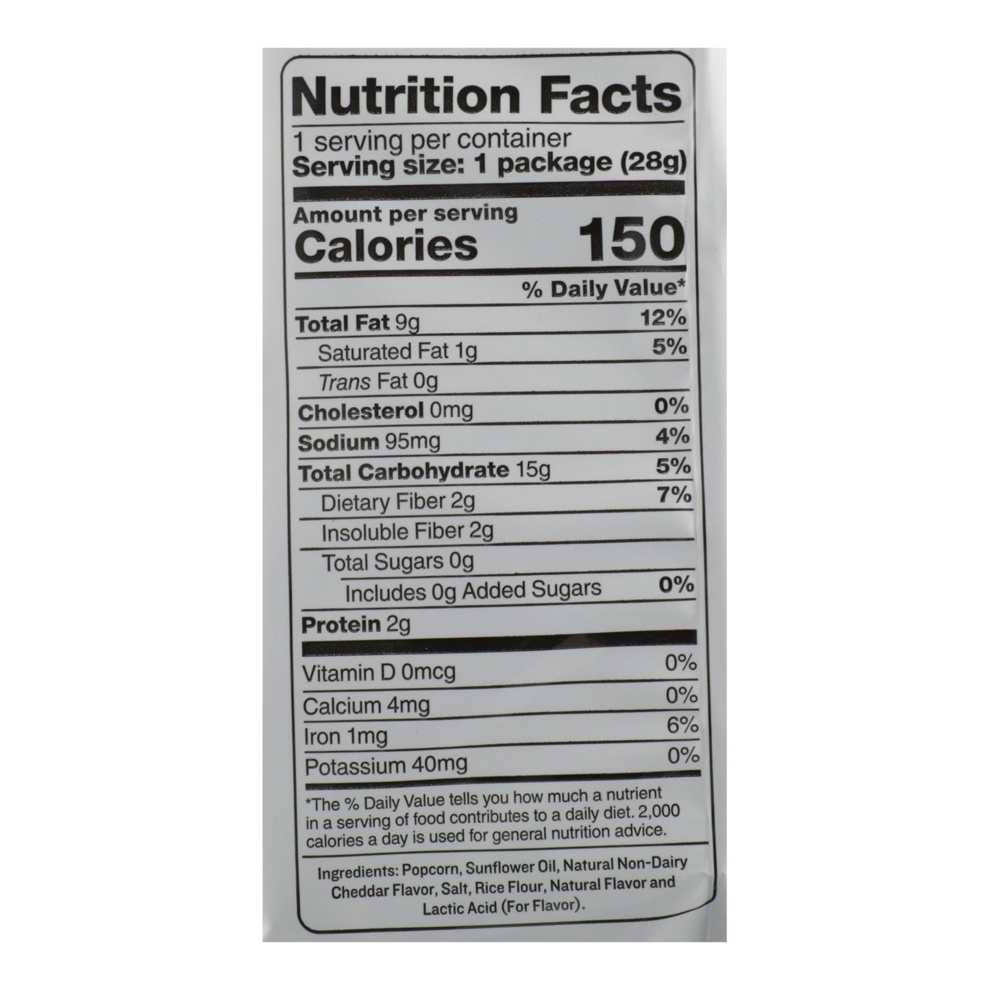 Skinnypop Popcorn Skinny Snack Flavored Popcorn White Cheddar - Case of 12 - 1 OZ