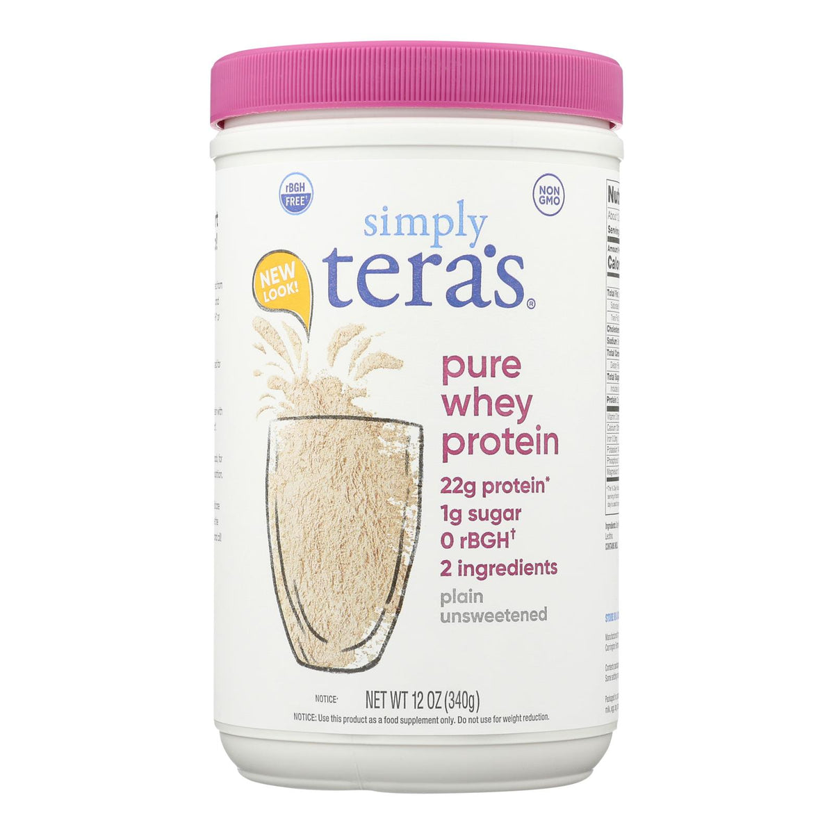 Tera's Whey Protein - rBGH Free - Plain - Unsweetened - 12 oz