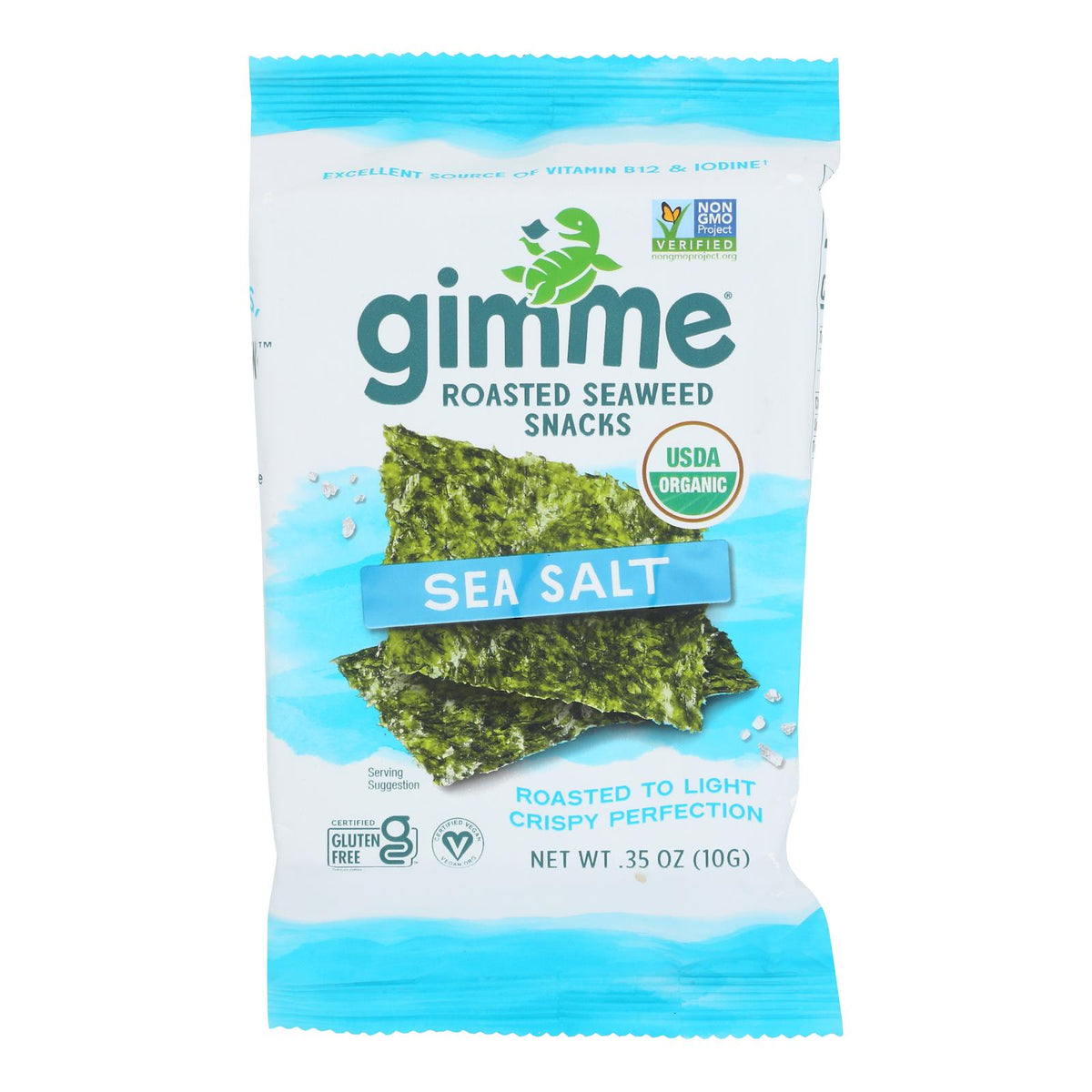 Gimme, Organic Roasted Sea Salt Seaweed Snacks, Case Of 12, .35 oz