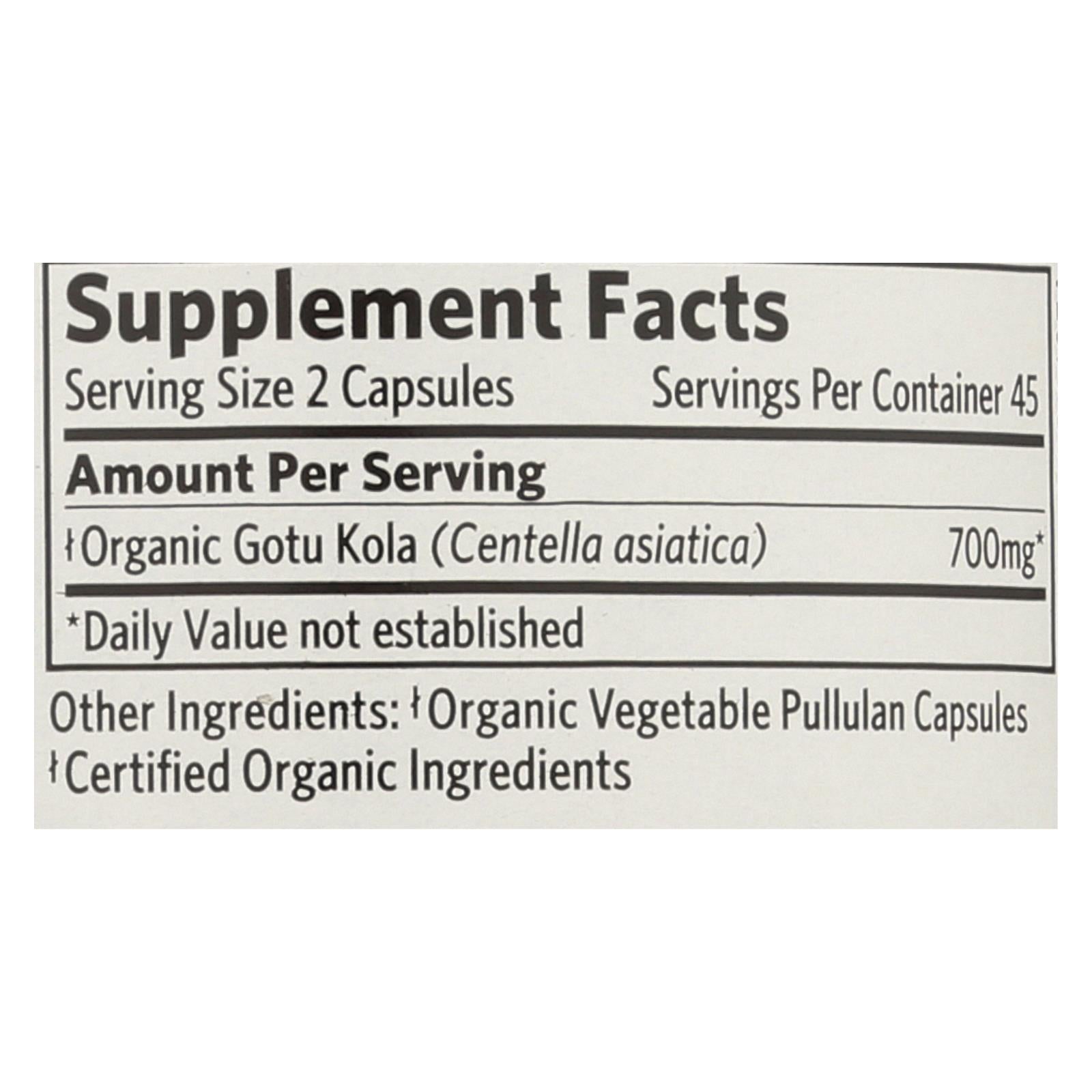 Organic India Tulsi Wellness Supplements, Gotu Kola  - 1 Each - 90 VCAP