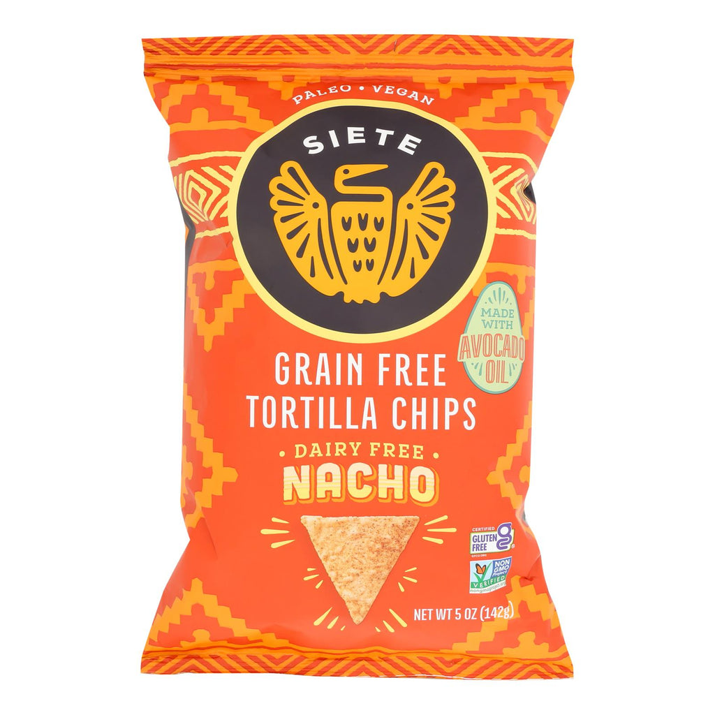 Siete Family Foods, Grain Free Tortilla Chips Nacho, Case Of 12, 5 oz