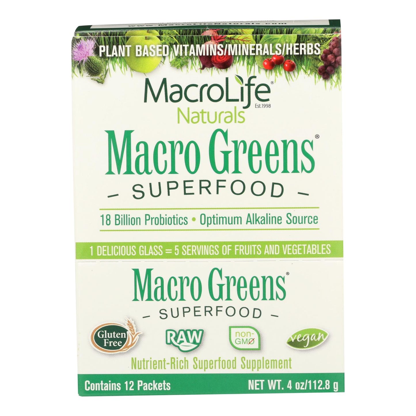 MacroLife Naturals Macro Greens Original - 12 Packets - 4 oz