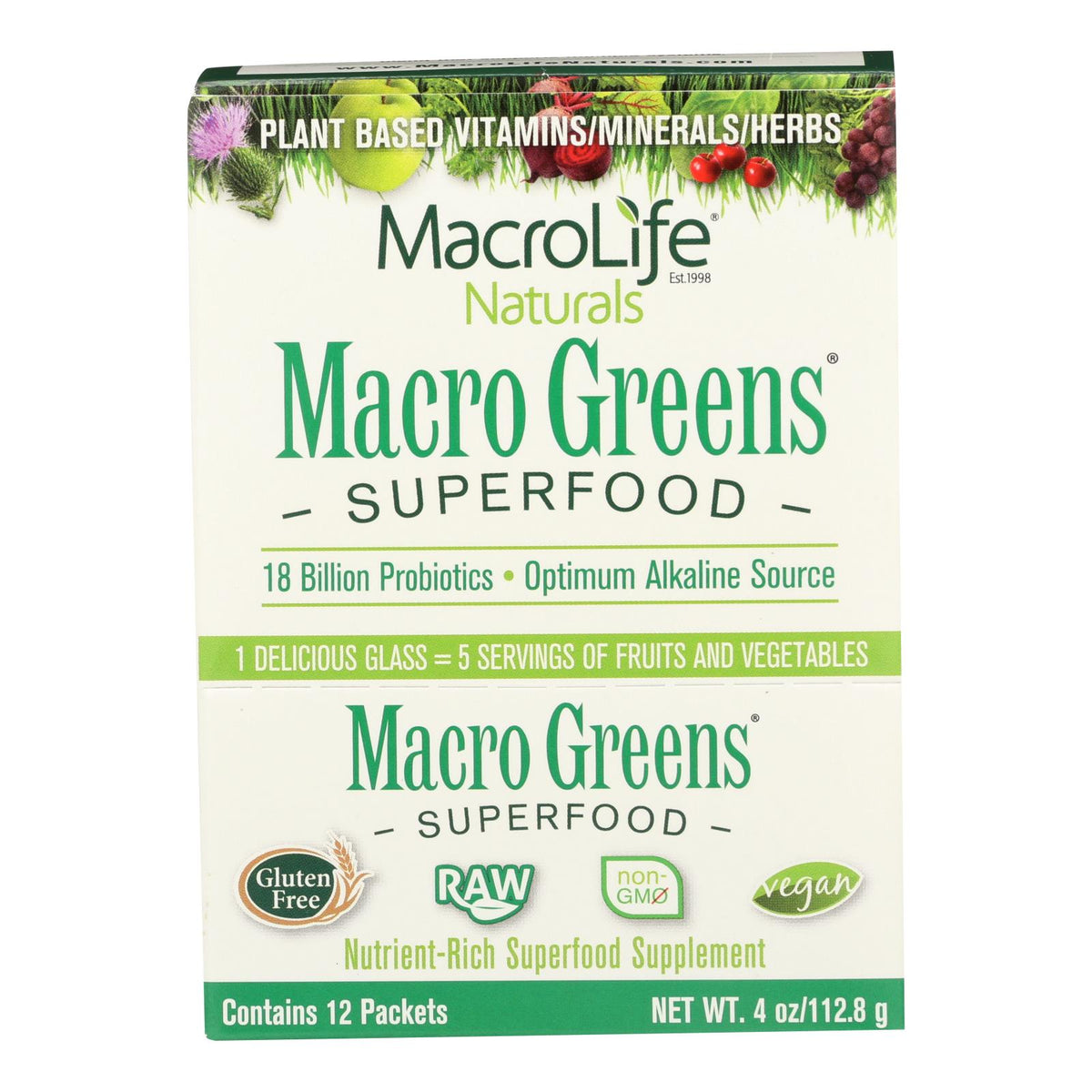 MacroLife Naturals Macro Greens Original - 12 Packets - 4 oz