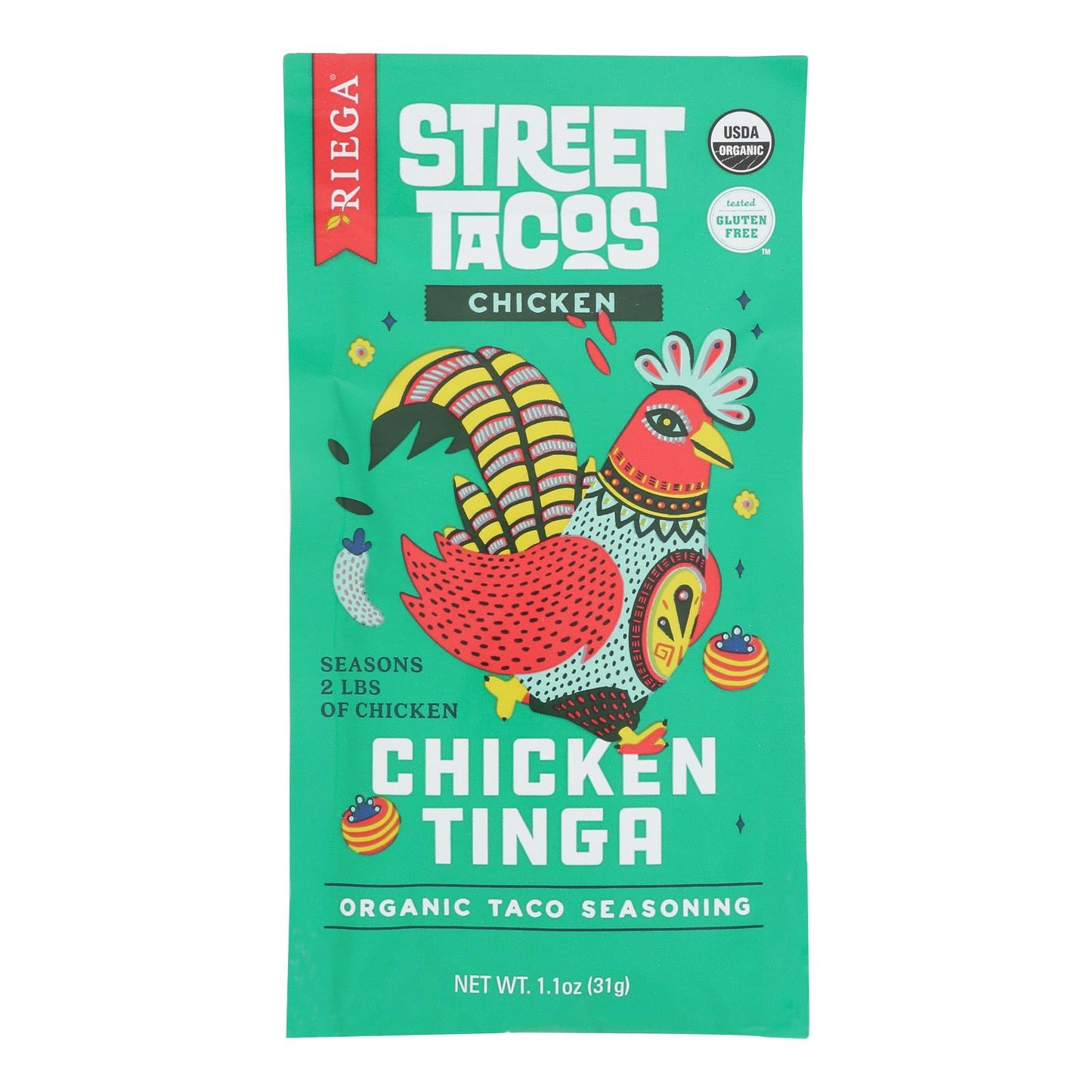 Riega Foods - Seasn Chicken Tnga Taco - Case of 8-1.1 OZ