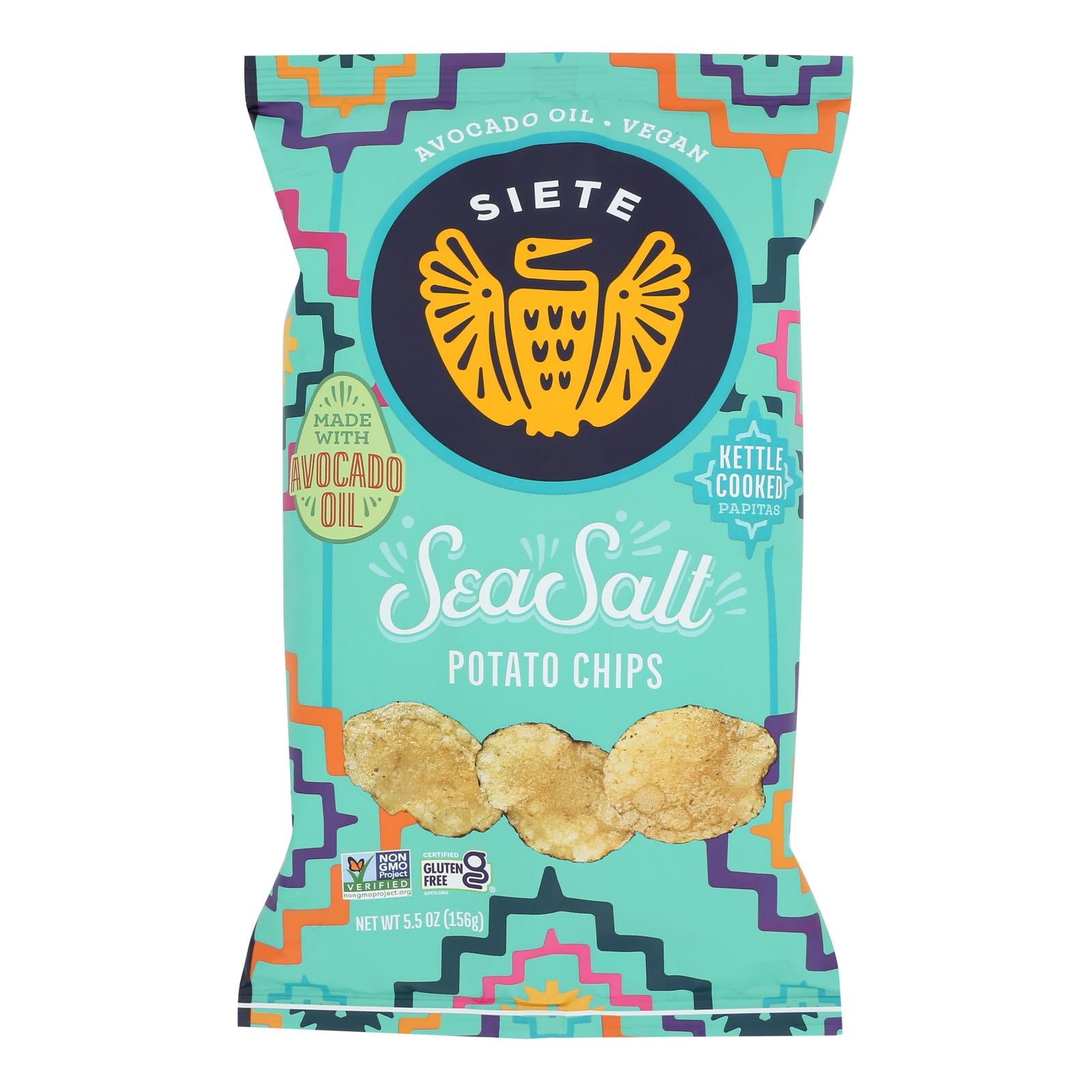 Siete Family Foods, Kettle Cooked Potato Chip Sea Salt, Case Of 6, 5.5 oz