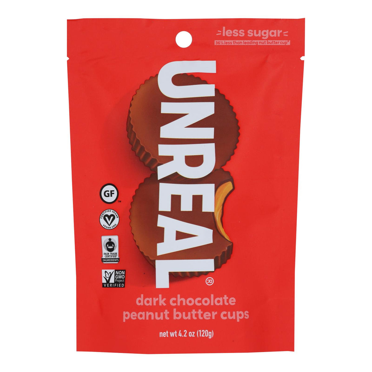 Unreal, Dark Chocolate Peanut Butter Cups, Case Of 6, 4.2 oz