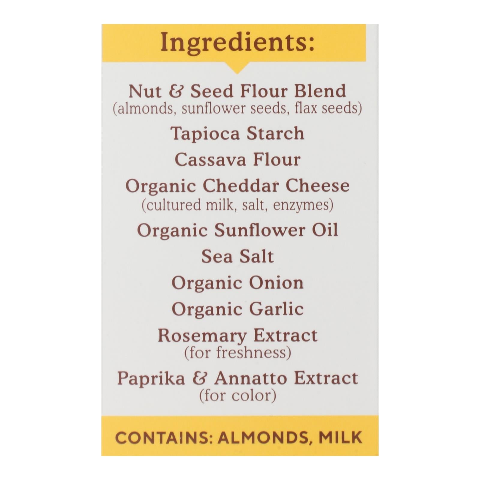 Simple Mills, Farmhouse Cheddar Almond Flour Crackers, Case Of 6, 4.25 oz
