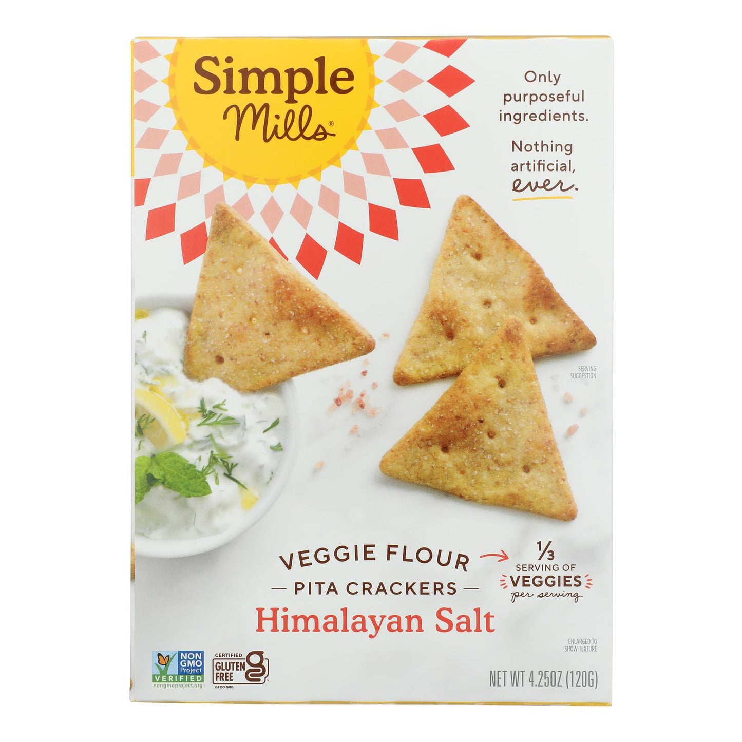 Simple Mills, Veggie Pita Crackers Himalayan Salt, Case Of 6, 4.25 oz