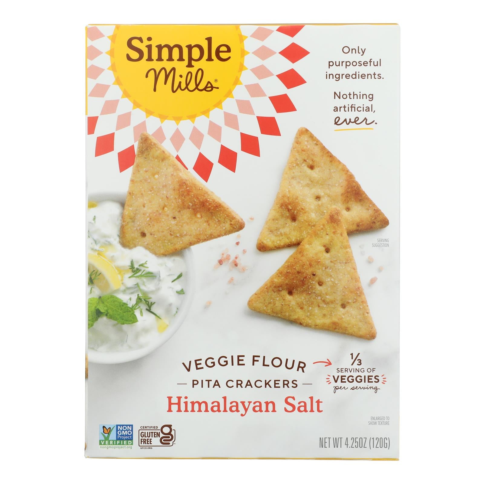 Simple Mills, Veggie Pita Crackers Himalayan Salt, Case Of 6, 4.25 oz