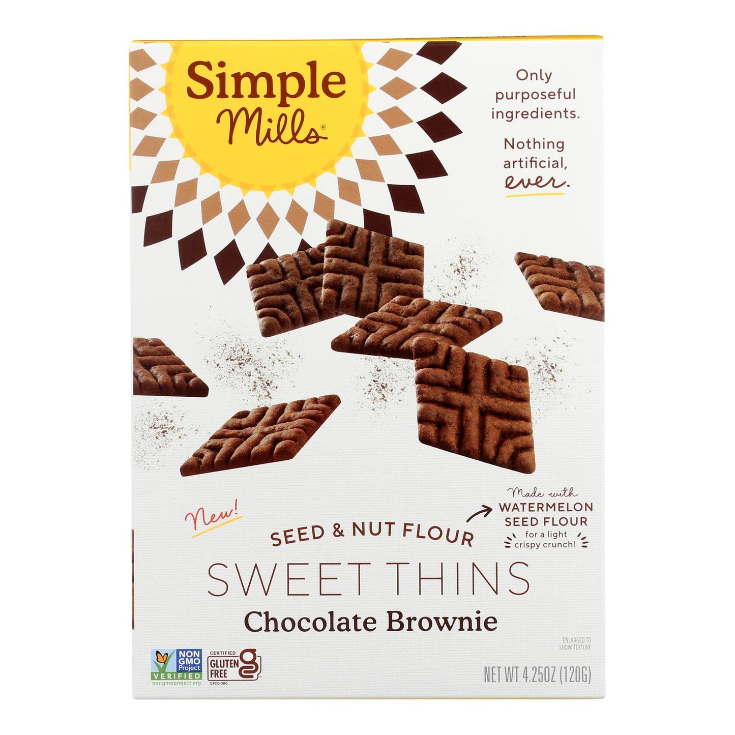 Simple Mills, Sweet Thins Seed and Nut Flour Chocolate Brownie, Case Of 6, 4.25 oz