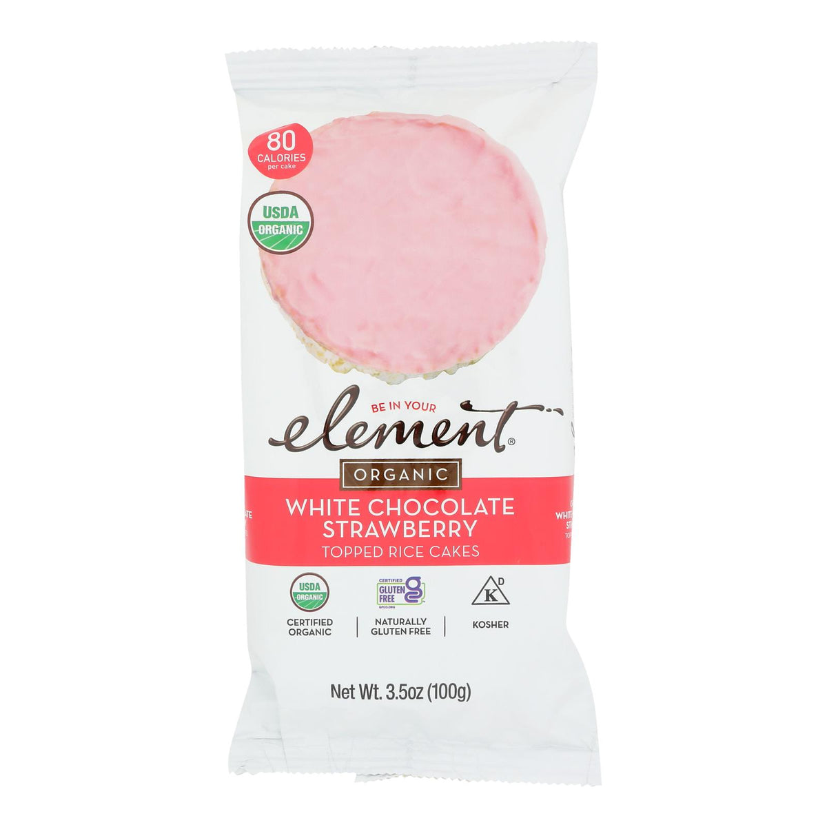 Element Organic Dipped Rice Cakes - Strawberry'N'Cream - Case of 6 - 3.5 oz