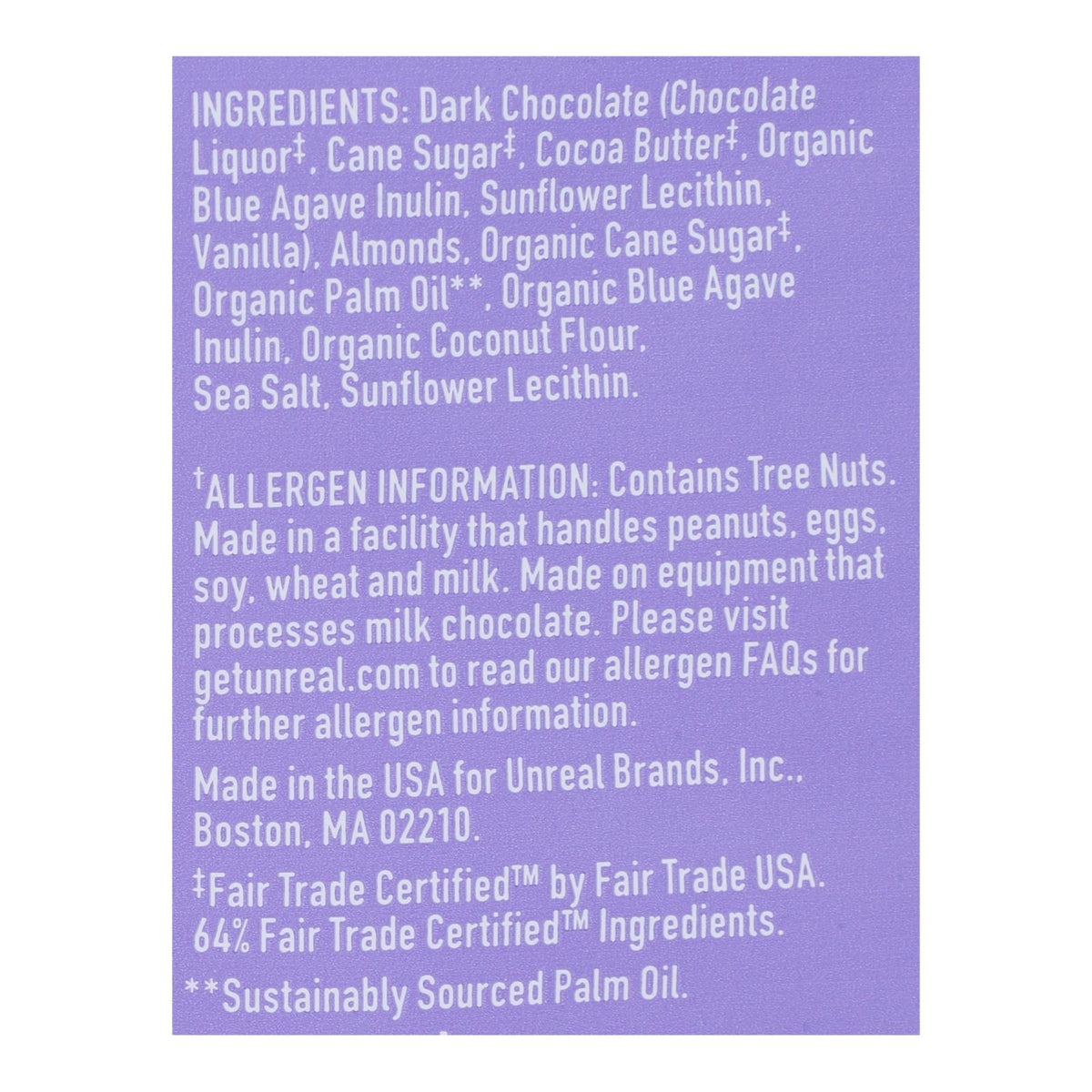 Unreal, Dark Chocolate Almond Butter Cups, Case Of 6, 3.2 oz
