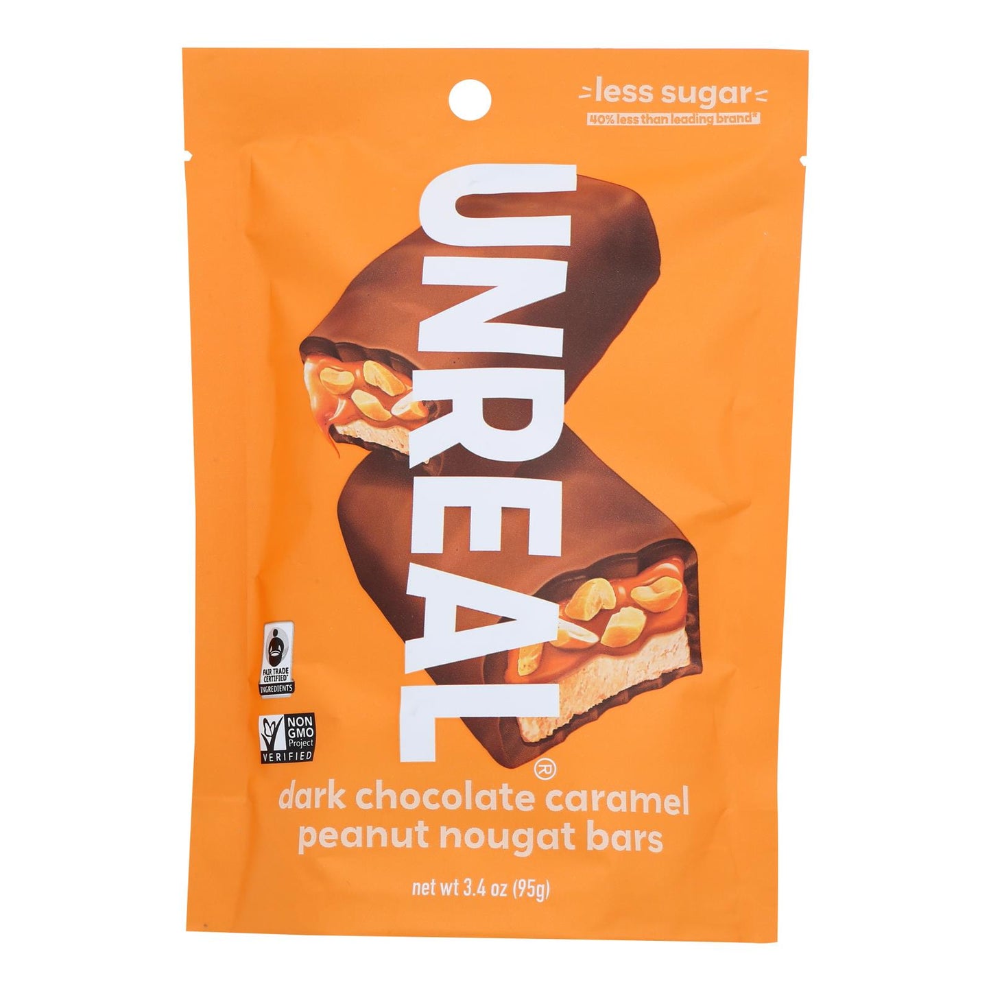 Unreal, Dark Chocolate Caramel Peanut Nougat, Case Of 6, 3.4 oz