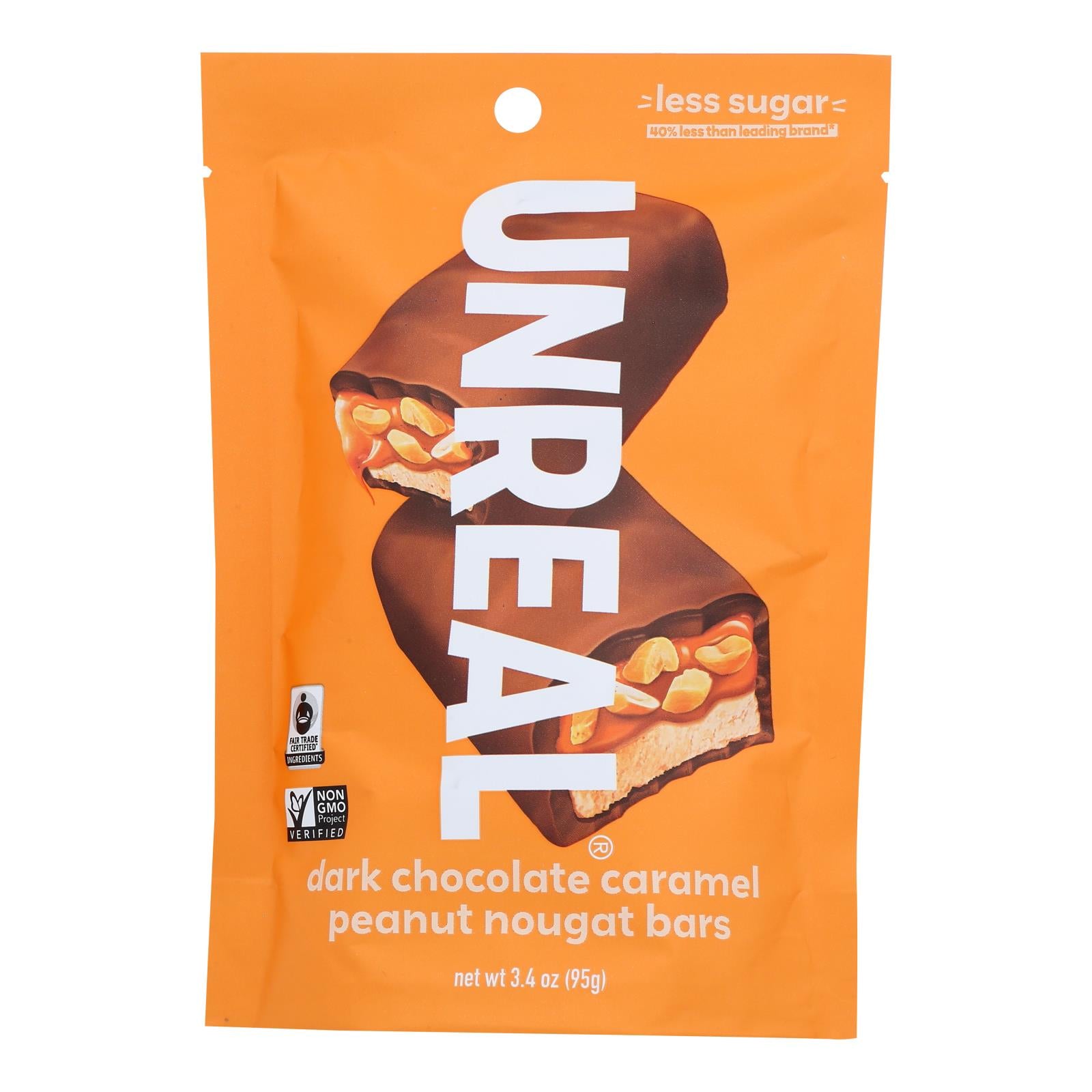 Unreal, Dark Chocolate Caramel Peanut Nougat, Case Of 6, 3.4 oz