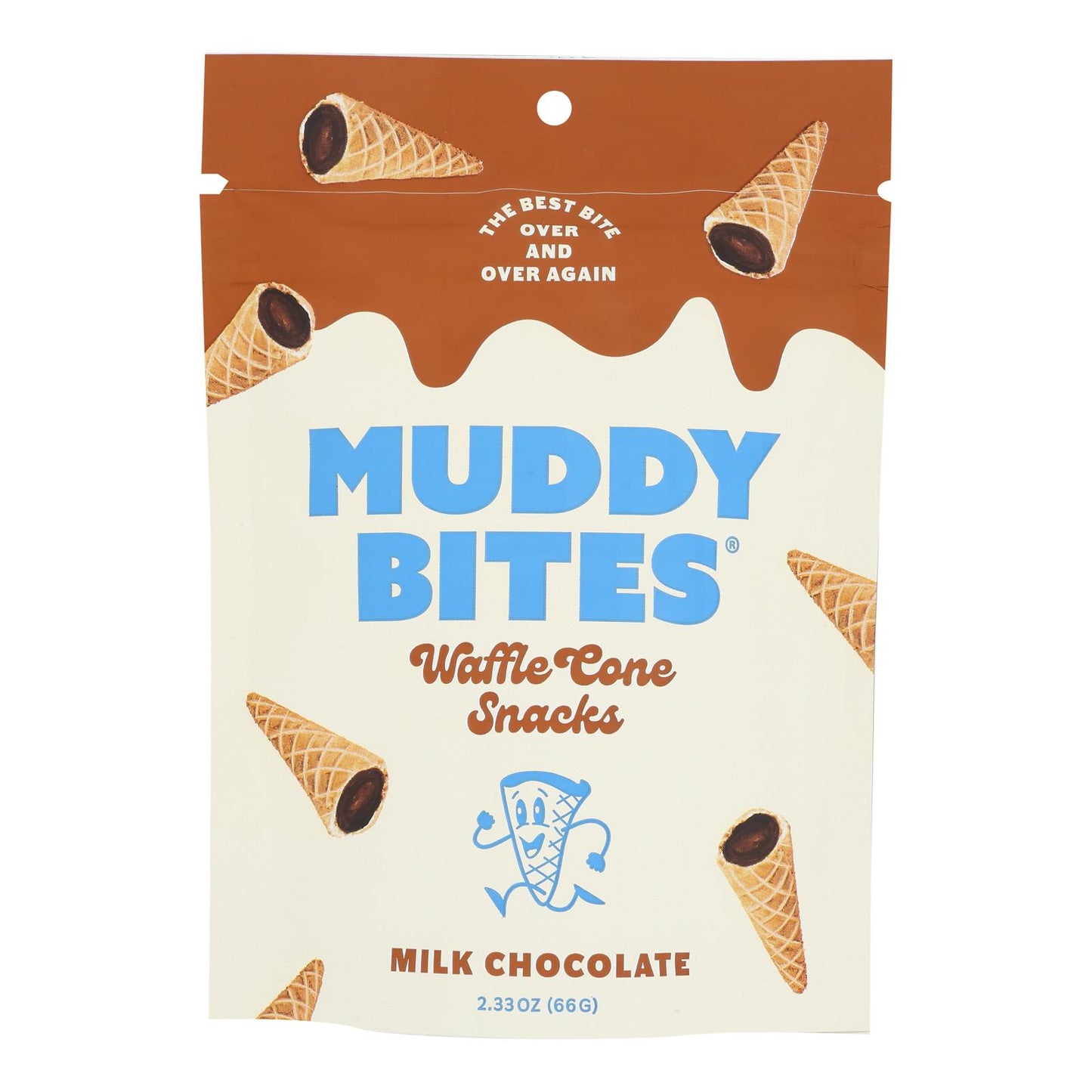 Muddy Bites, Waffle Cone Snacks Milk Chocolate, Case Of 12, 2.33 Oz