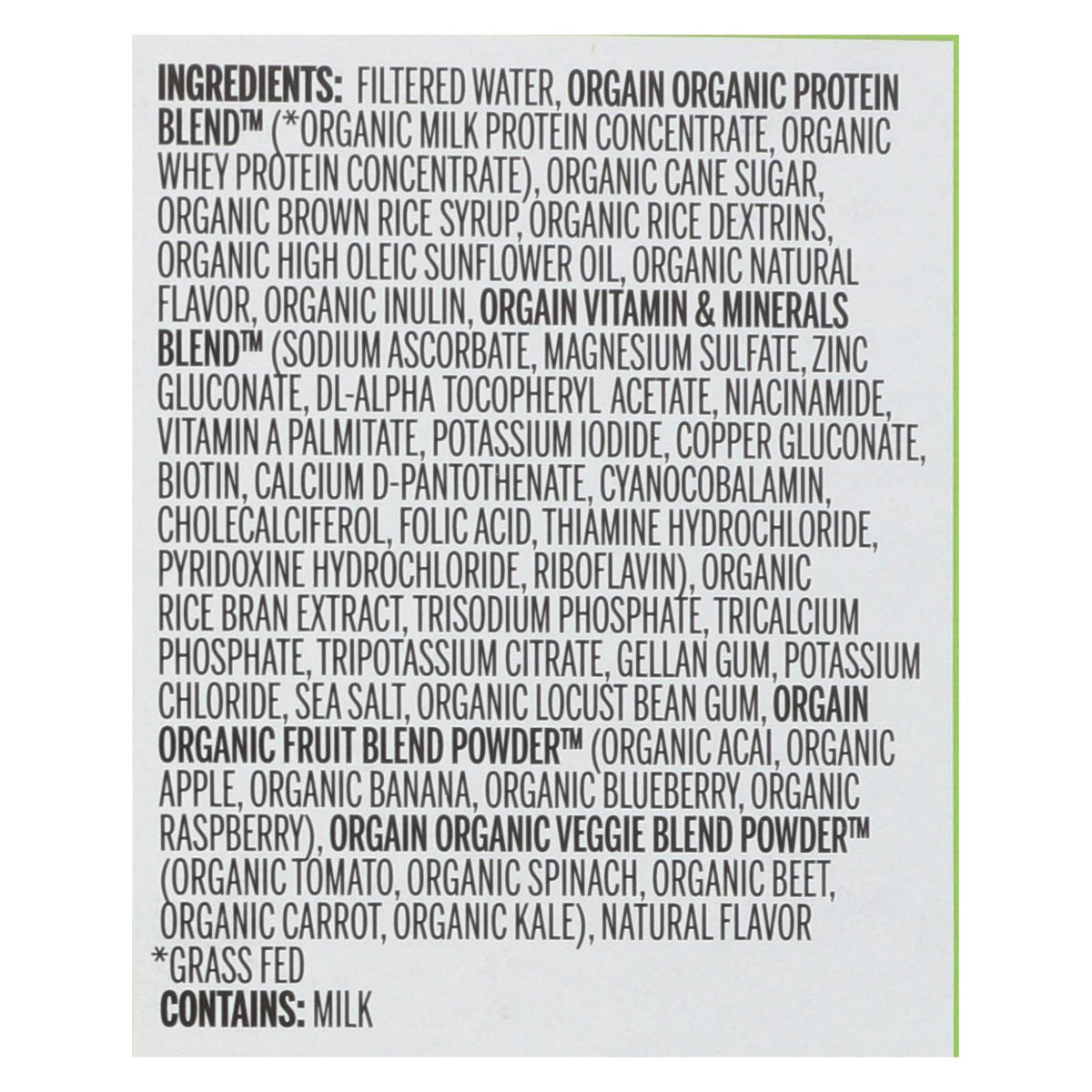 Orgain Organic Nutrition Shake - Vanilla Bean - 11 fl oz - Case of 12