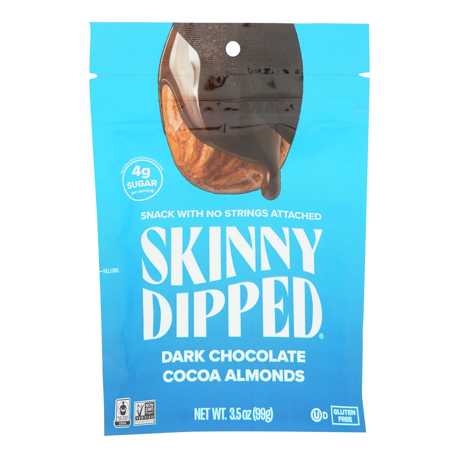 Skinnydipped, Dark Chocolate Cocoa Dipped Almonds, Case Of 10, 3.5 oz