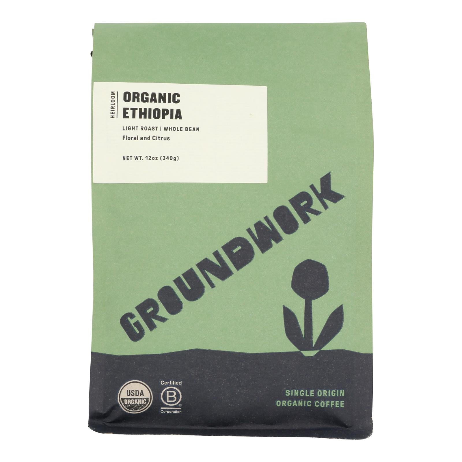 Groundwork - Coffee Organic Ethiopian Hrlm - Case of 6-12 OZ