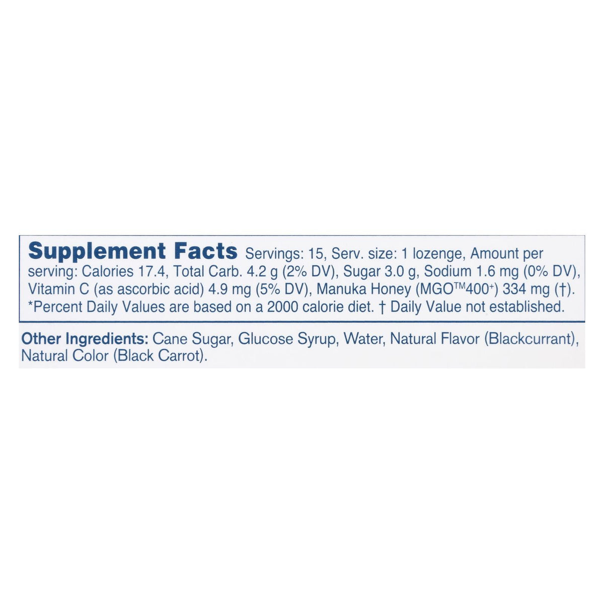 Manuka Health - Loz Honey Mgo 400+ Blkcrnt - 1 Each 1-15 CT