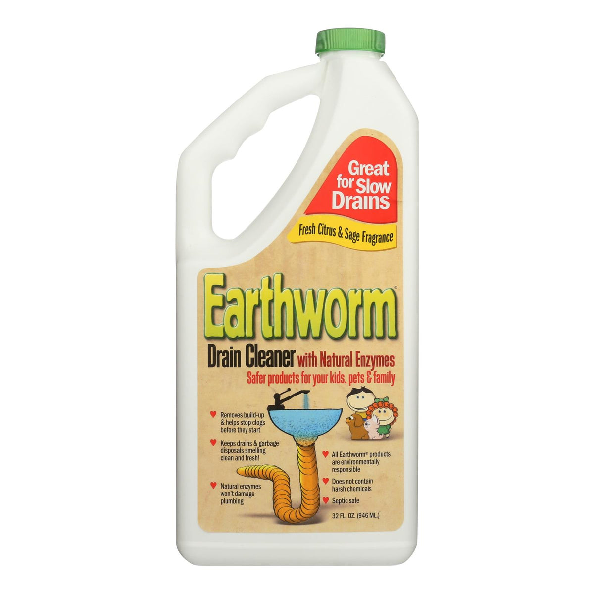 Earthworm Drain Cleaner - Case of 6 - 32 FL oz.