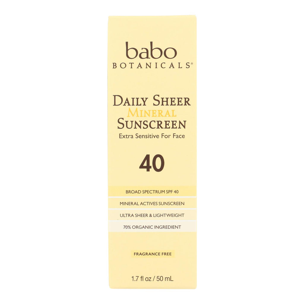 Babo Botanicals - Sunscreen - Daily Sheer - SPF 40 - 1.7 oz