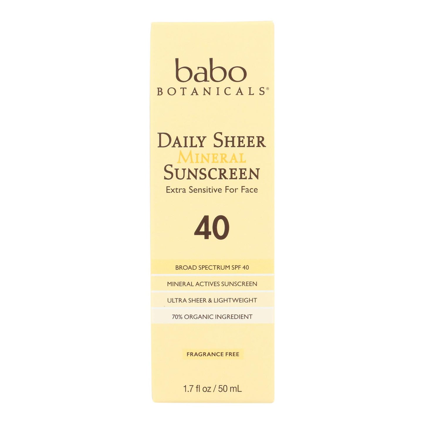 Babo Botanicals - Sunscreen - Daily Sheer - SPF 40 - 1.7 oz