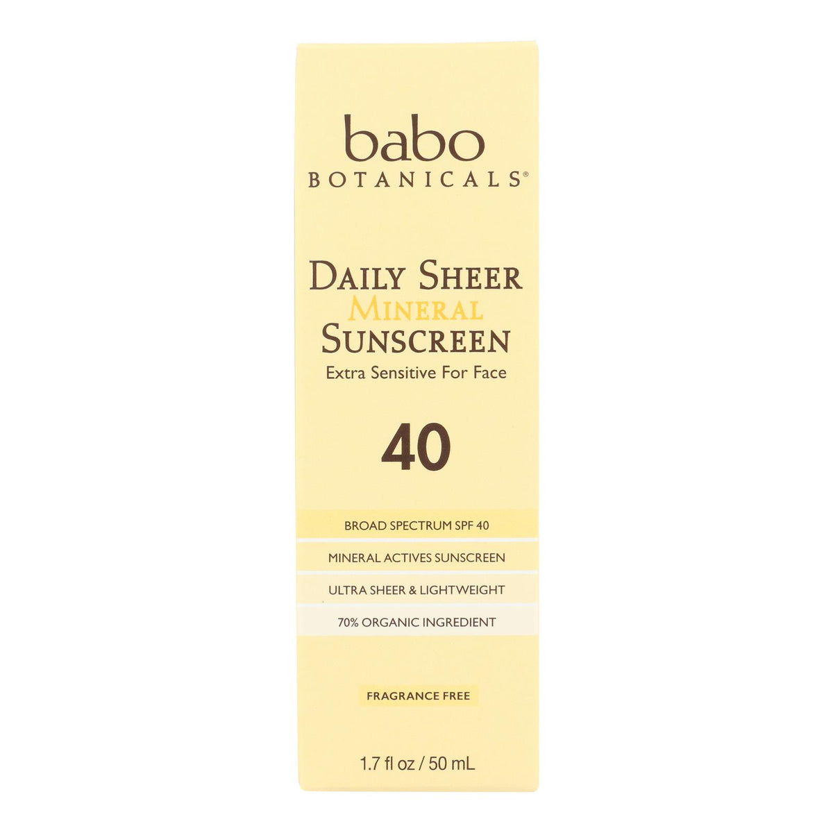 Babo Botanicals - Sunscreen - Daily Sheer - SPF 40 - 1.7 oz