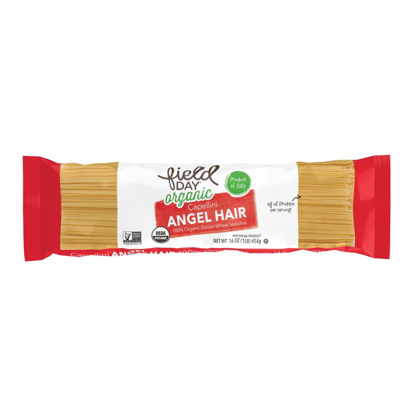 Field Day Pasta - Organic - Traditional - Capellini Angel Hair - 16 oz - case of 12