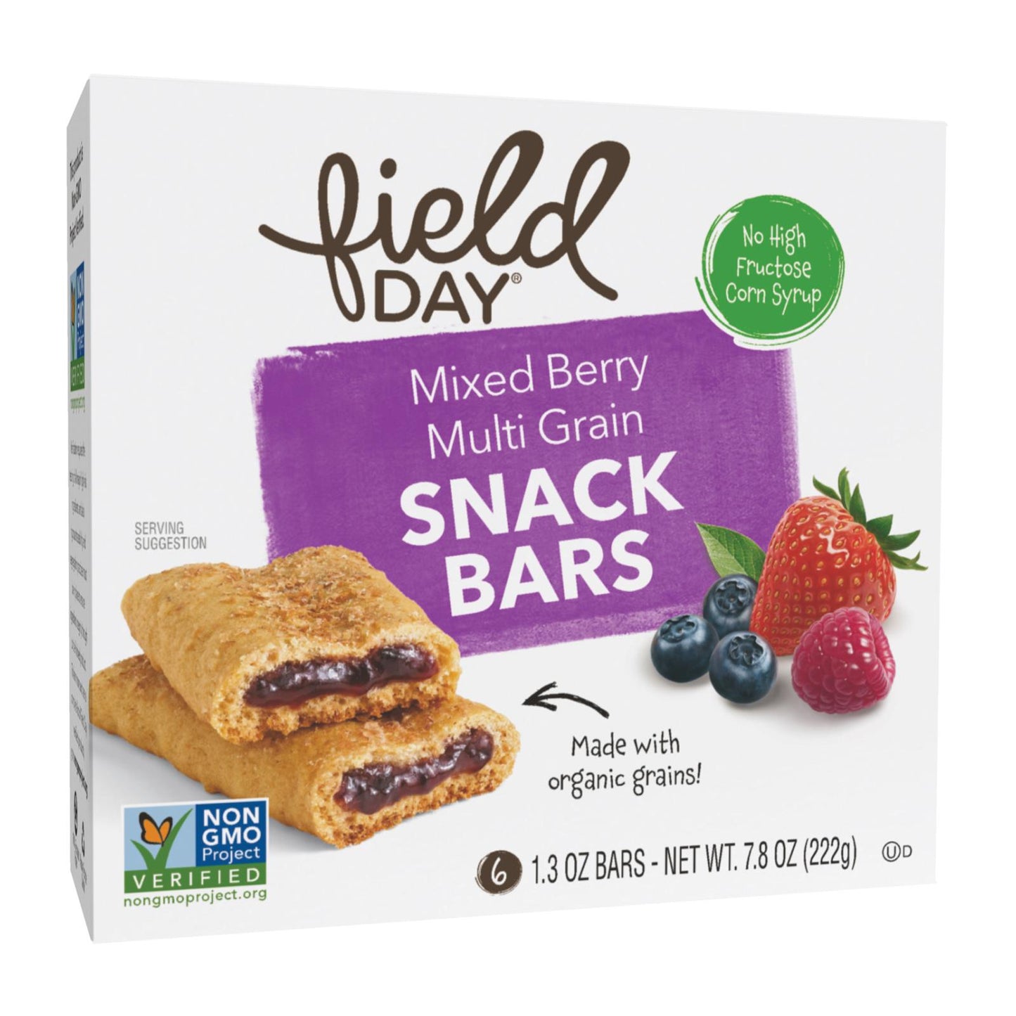 Field Day Snack Bars - Organic - Multi-Grain - Filled - Tangy Mixed Berry - 6/1.3 oz - case of 6
