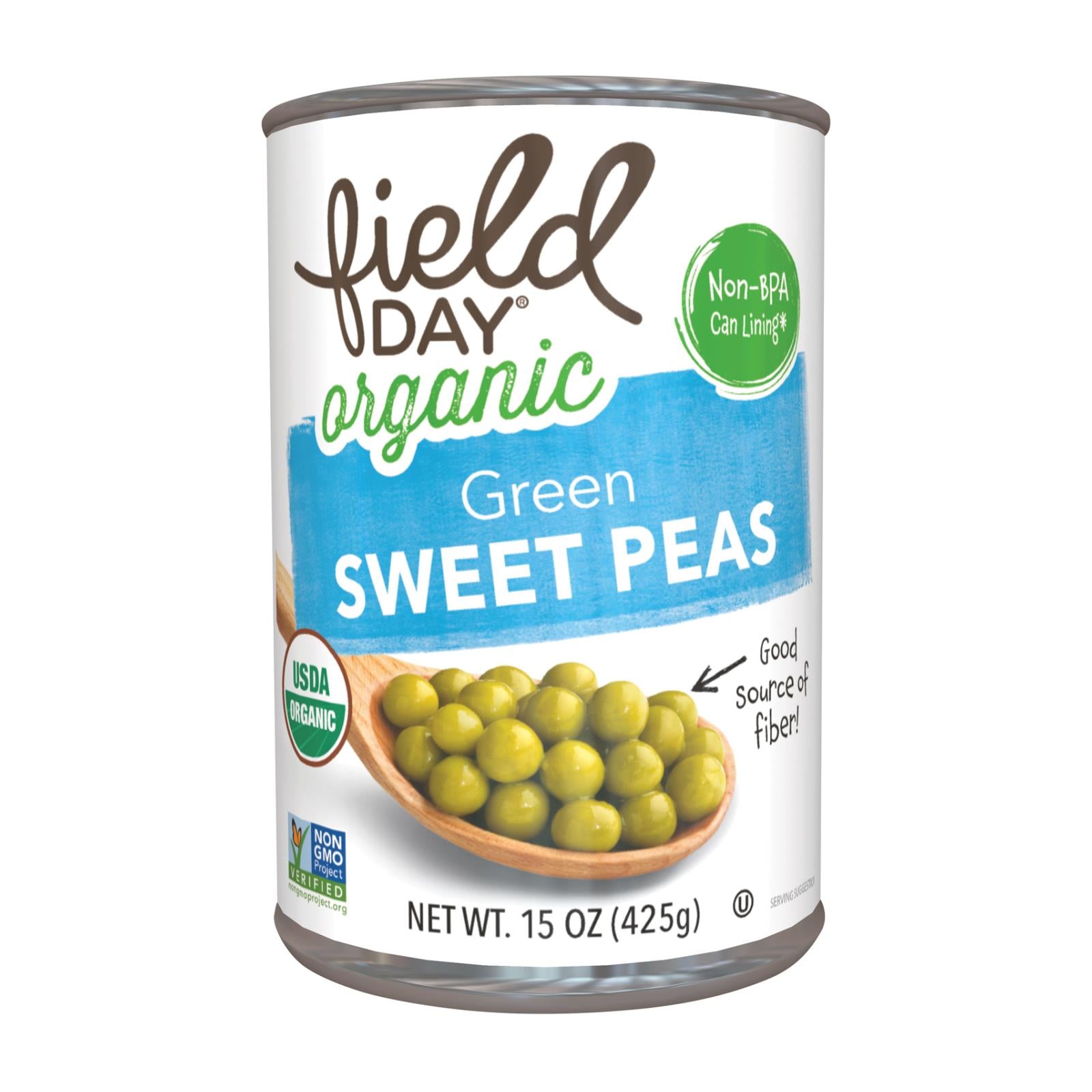 Field Day Sweet Peas - Organic - Green - 15 oz - case of 12