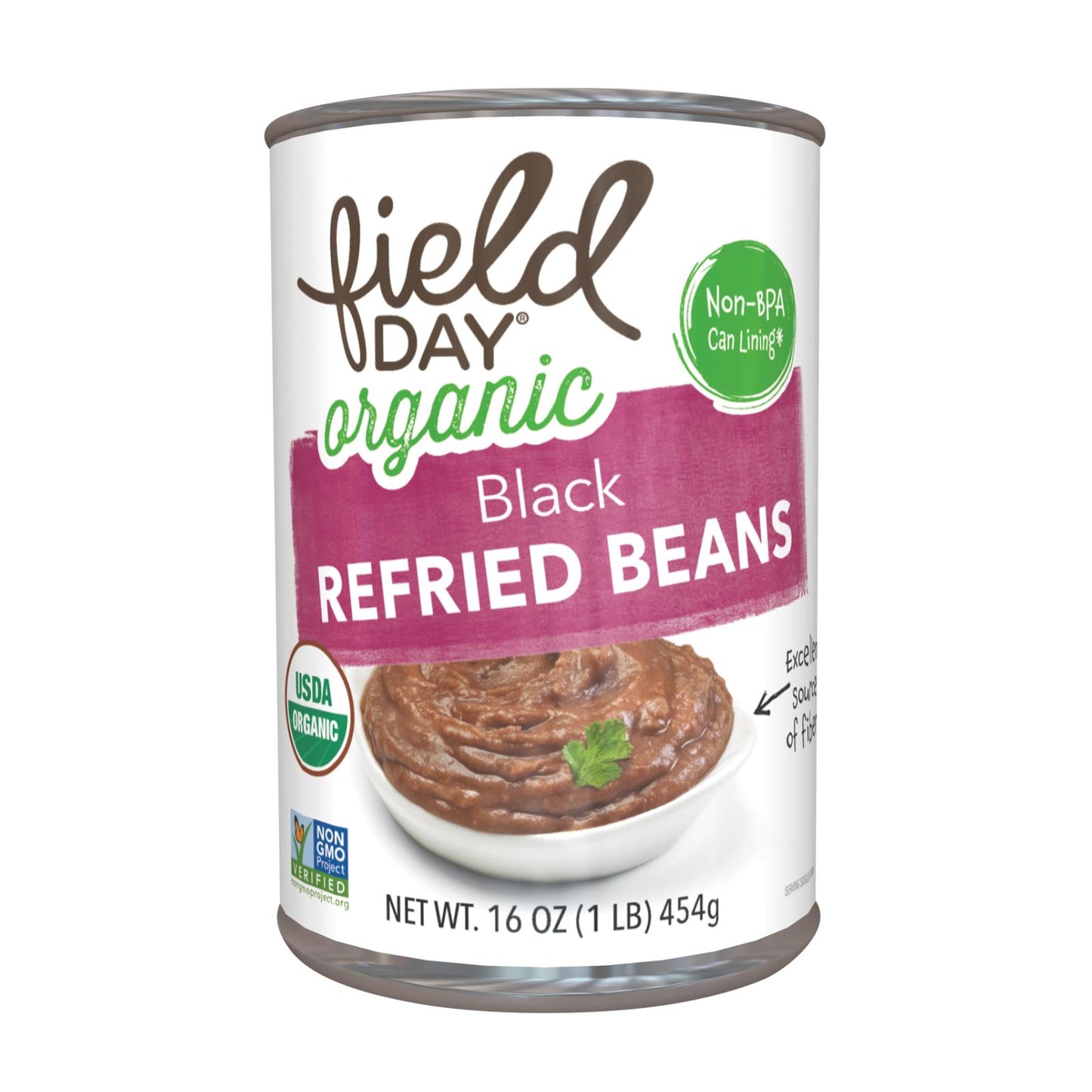 Field Day Beans - Organic - Vegetarian - Refried - Black - 15 oz - case of 12