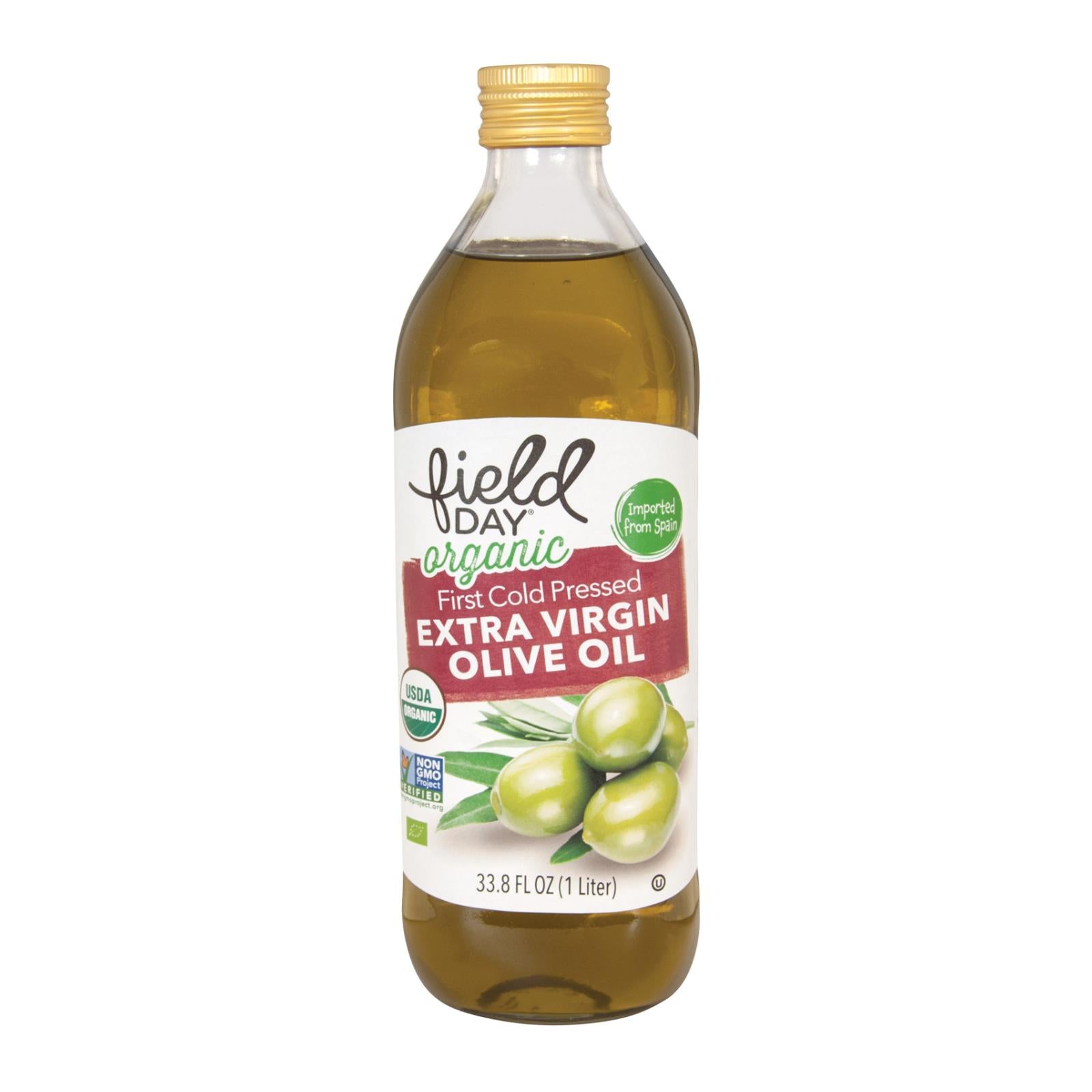 Field Day Olive Oil - Organic - Extra Virgin - Imported - Glass Bottle - 1 L - case of 12