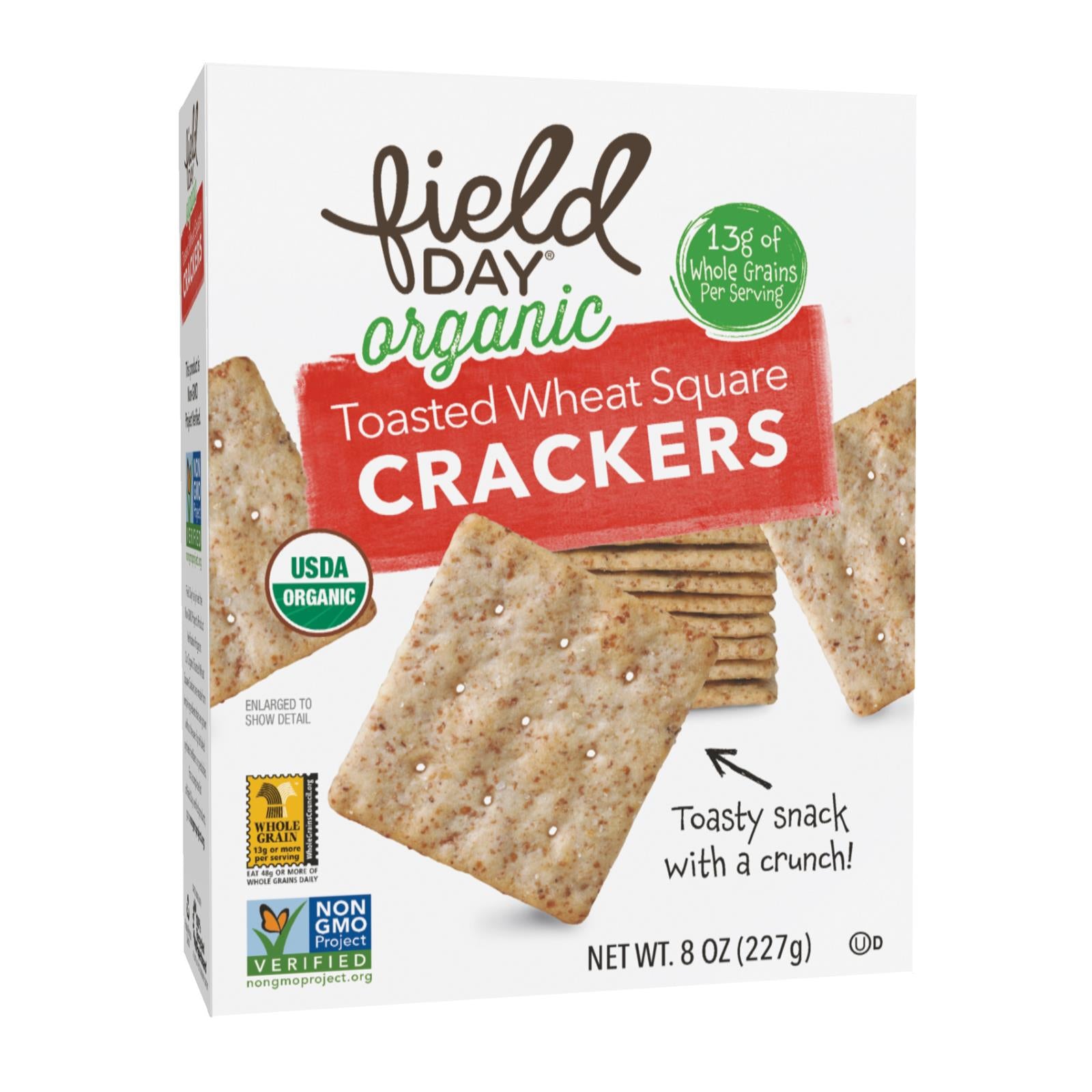 Field Day Crackers - Organic - Toasted Wheat Squares - 7 oz - case of 12