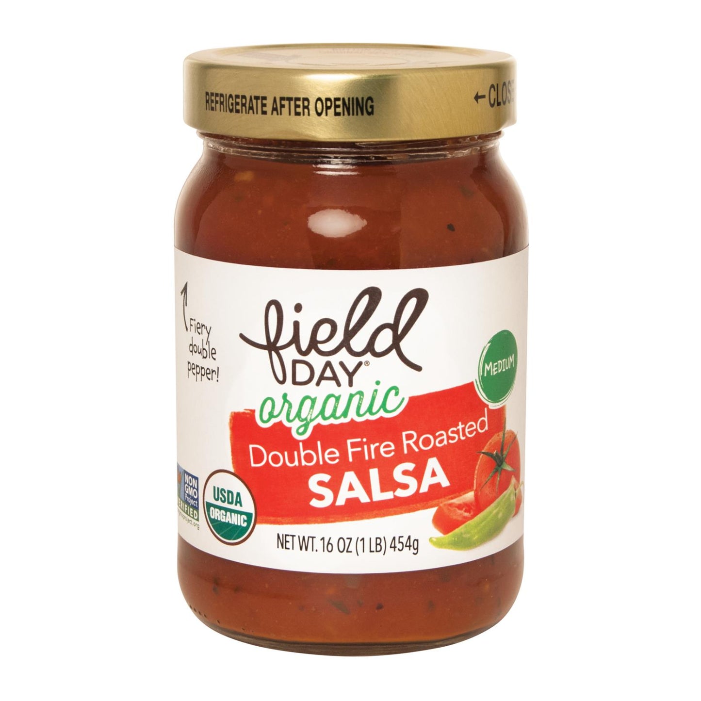 Field Day Salsa - Organic - Double Fire Roasted - Medium - 16 oz - case of 12