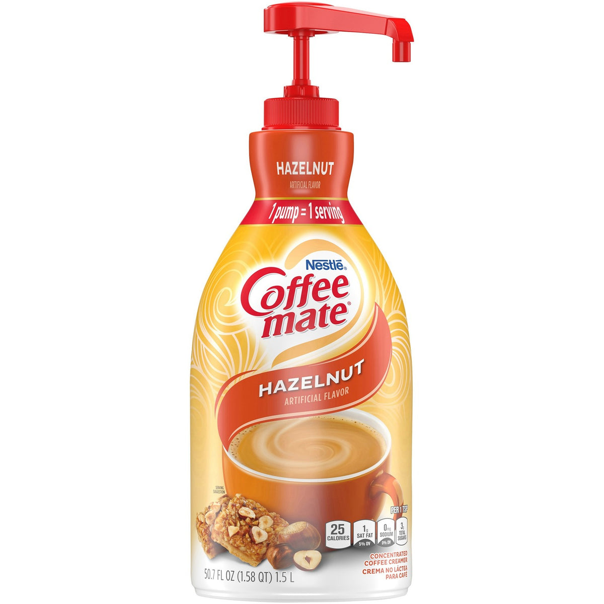 Coffee-mate Coffee-mate Hazelnut Liquid Creamer Pump Bottle - Gluten-Free (NES31831)