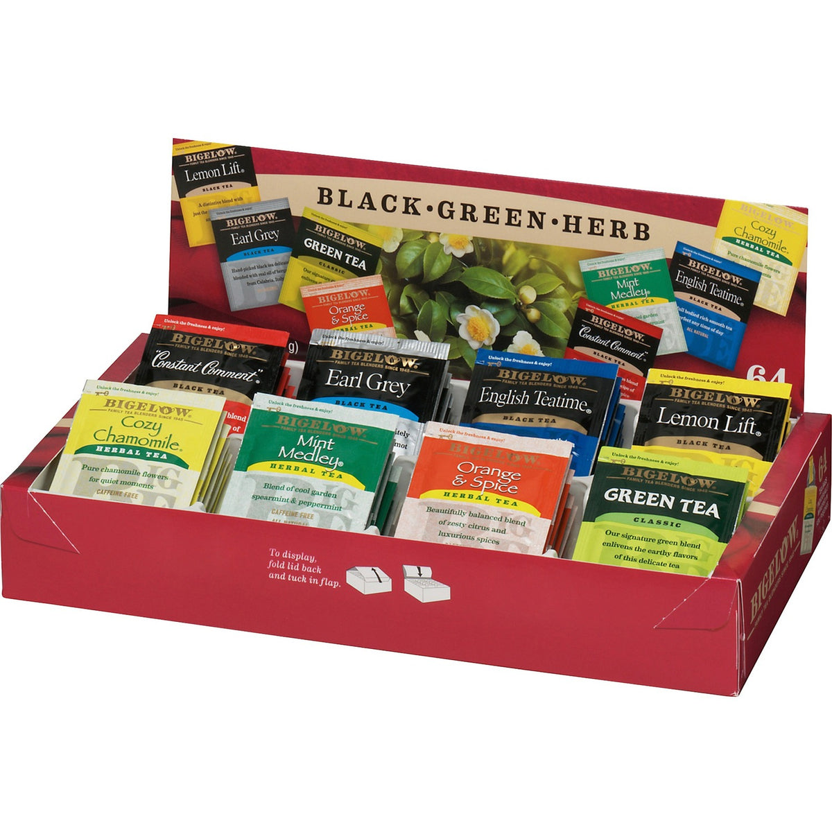 Bigelow Assorted Flavor Herbal Tea, Black Tea, Green Tea Bag (BTC10568)