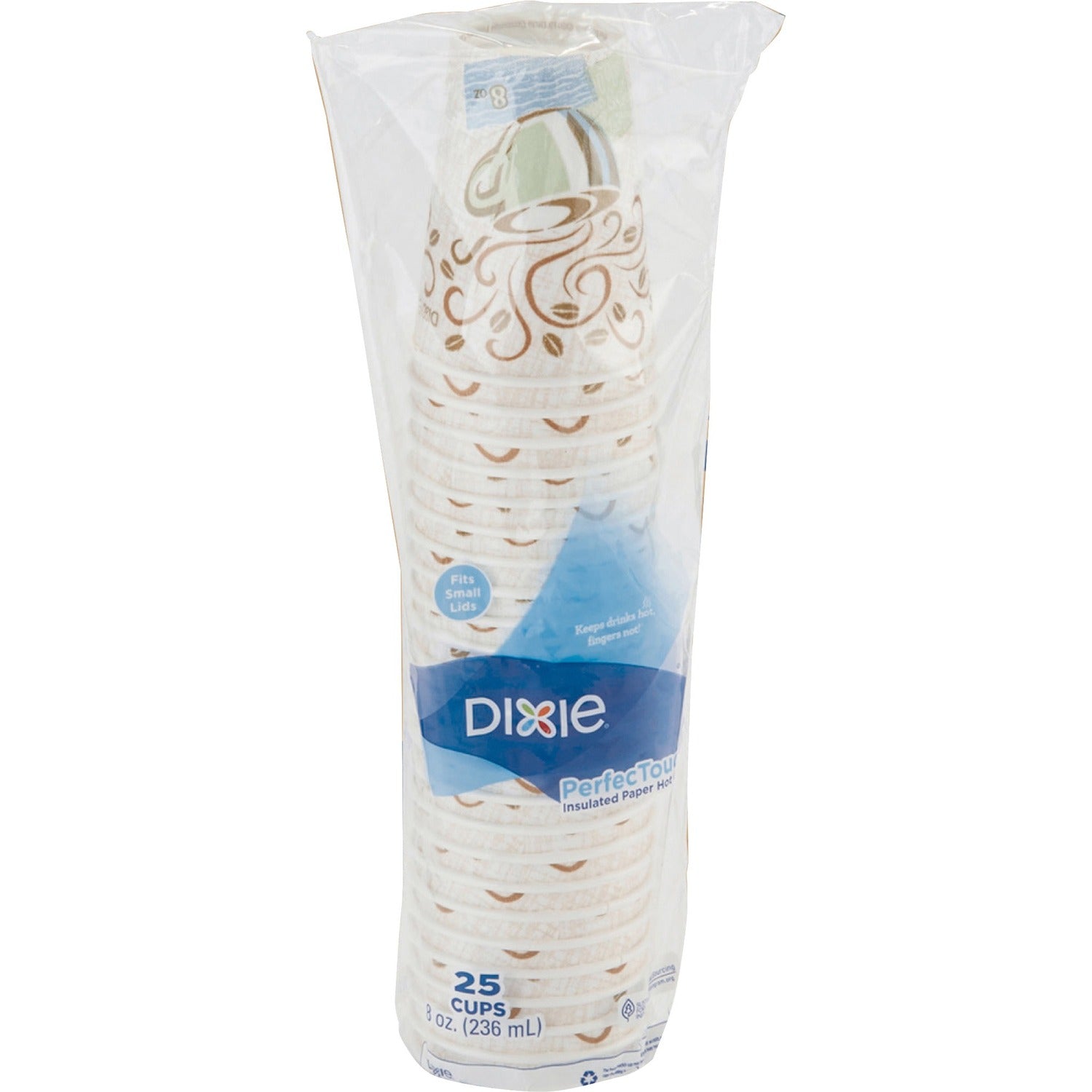 Dixie PerfecTouch 8 oz Insulated Paper Hot Coffee Cups by GP Pro (DXE5338DX)