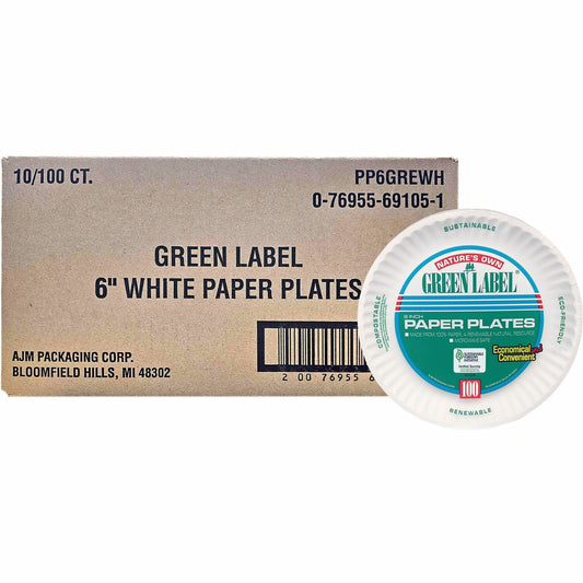 AJM Packaging Packaging Packaging AJM Packaging Packaging 6" Green Label Economy Paper Plates (AJMPP6GRE)